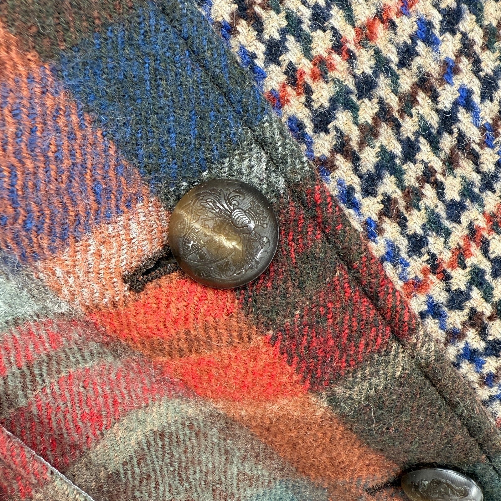 Veronica Beard Dickey Jacket India Coat Plaid Houndstooth Size L Academia Preppy