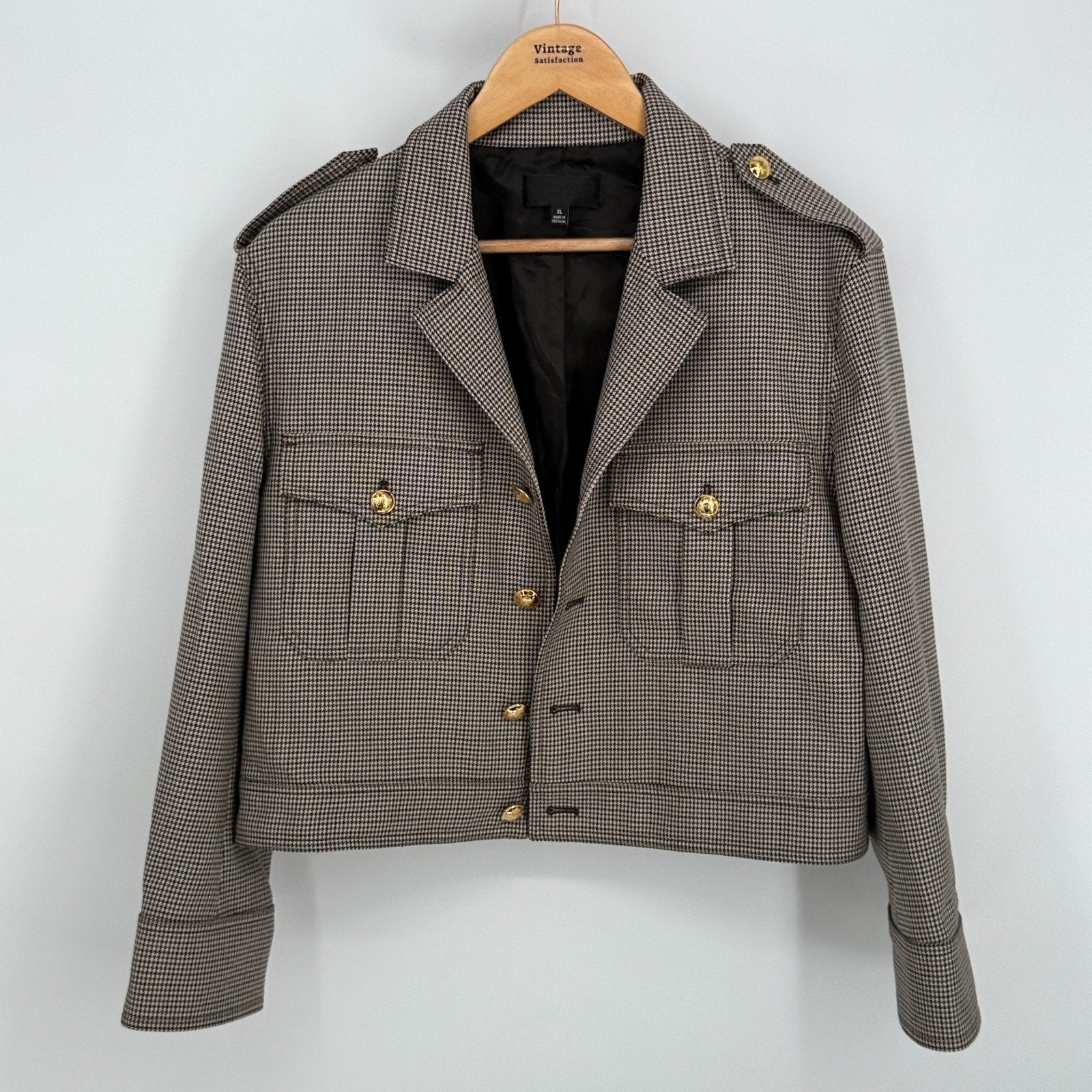 Nili Lotan Lise Jacket Women Size XL Houndstooth Academia Corpcore Luxury Preppy