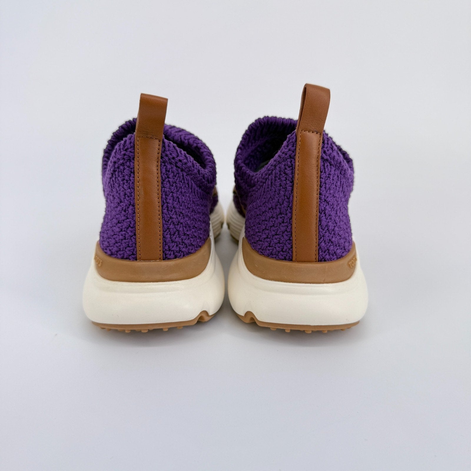 Tods Sportivo Kate Sneakers Size 7.5 EU 38 Chain Knit Purple Italy Designer