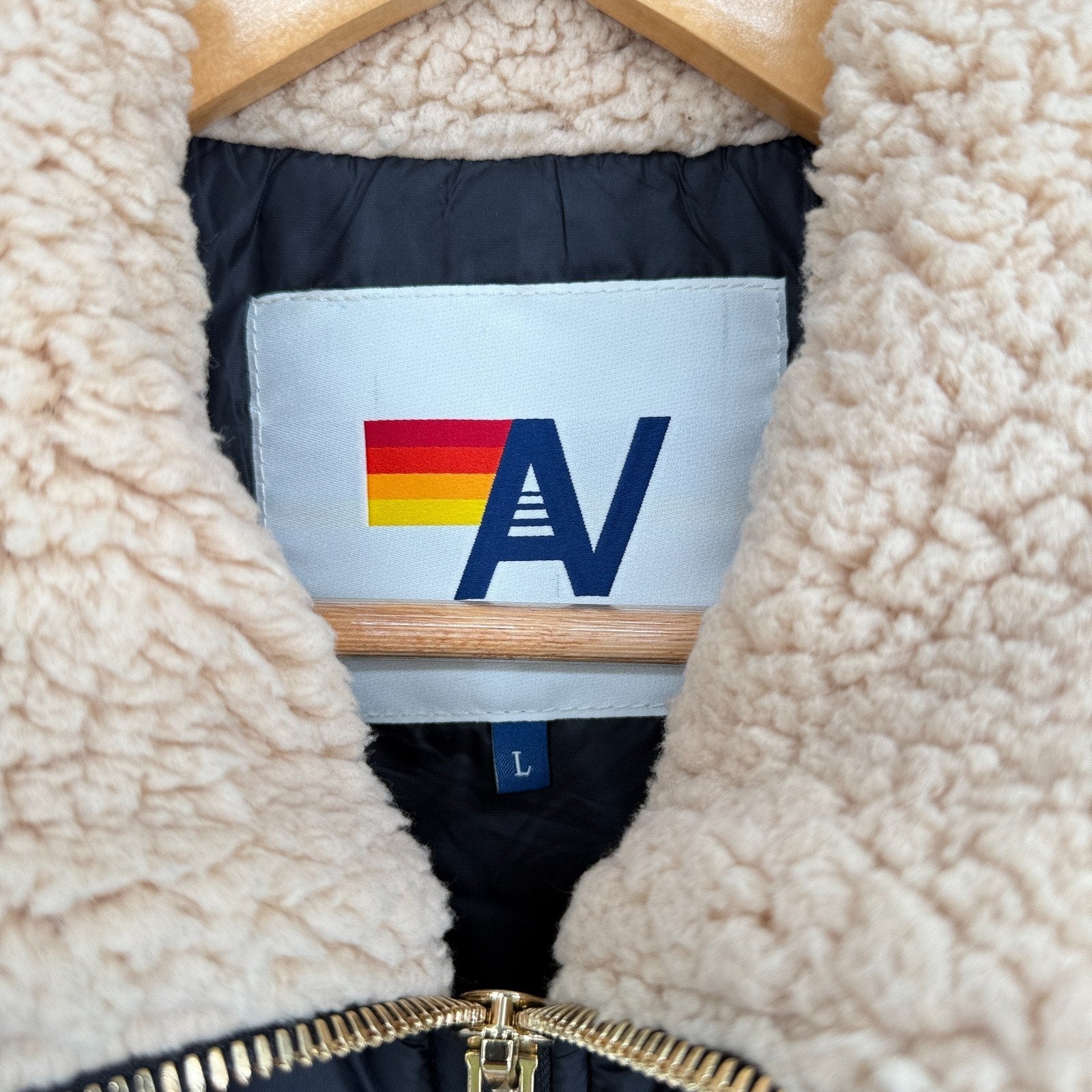 Aviator Nation Vest 4 Stripe Sherpa 70s Retro Apres Ski Cozy Mens Size L