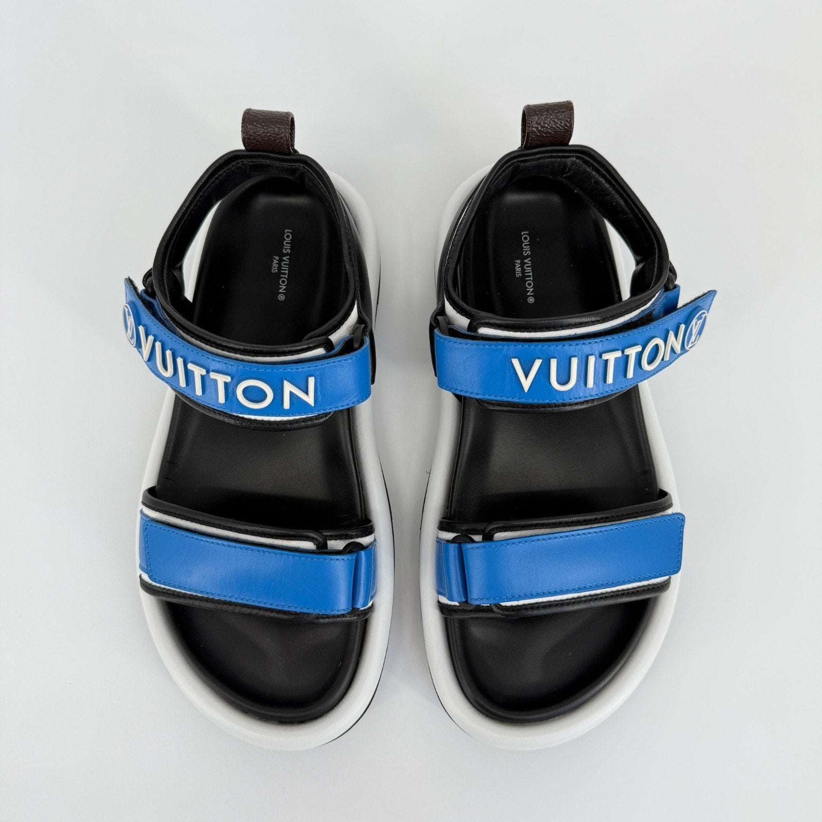 Louis Vuitton Pool Pillow Strap Sandals Blue Designer Rare Leather US 8.5 39