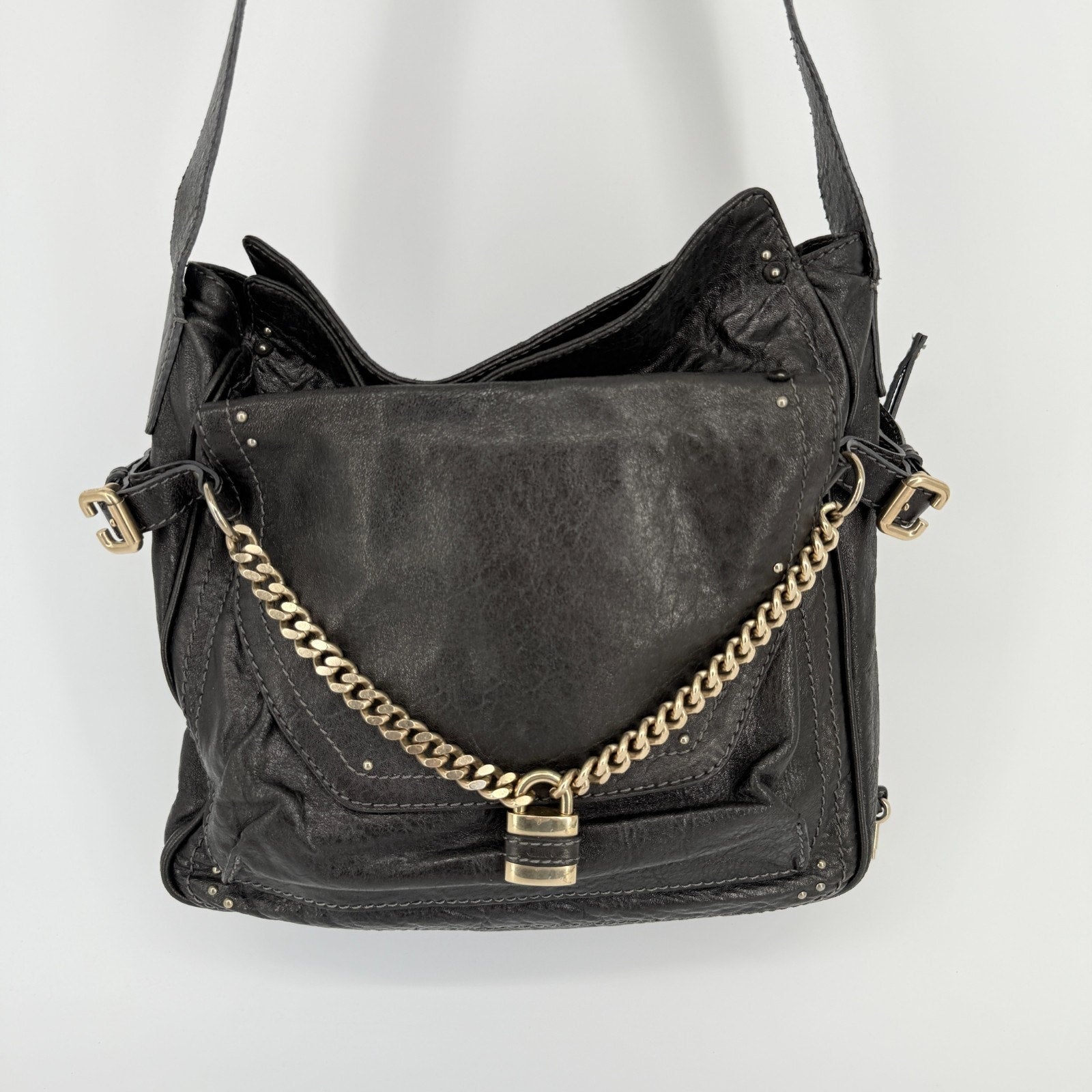 Y2K Chloe Paddington Bag Leather Working Padlock Crossbody Shoulder Authentic