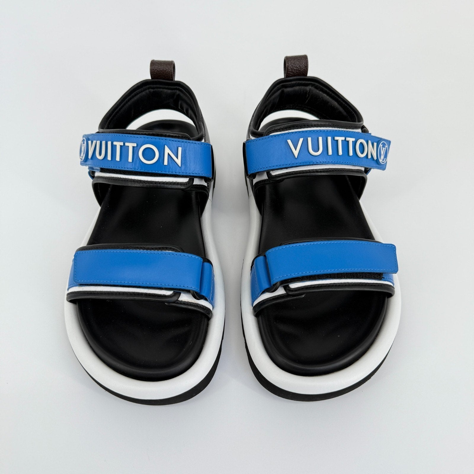 Louis Vuitton Pool Pillow Strap Sandals Blue Designer Rare Leather US 8.5 39