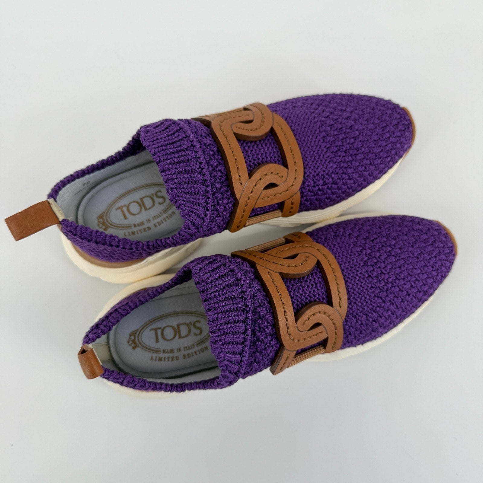 Tods Sportivo Kate Sneakers Size 7.5 EU 38 Chain Knit Purple Italy Designer