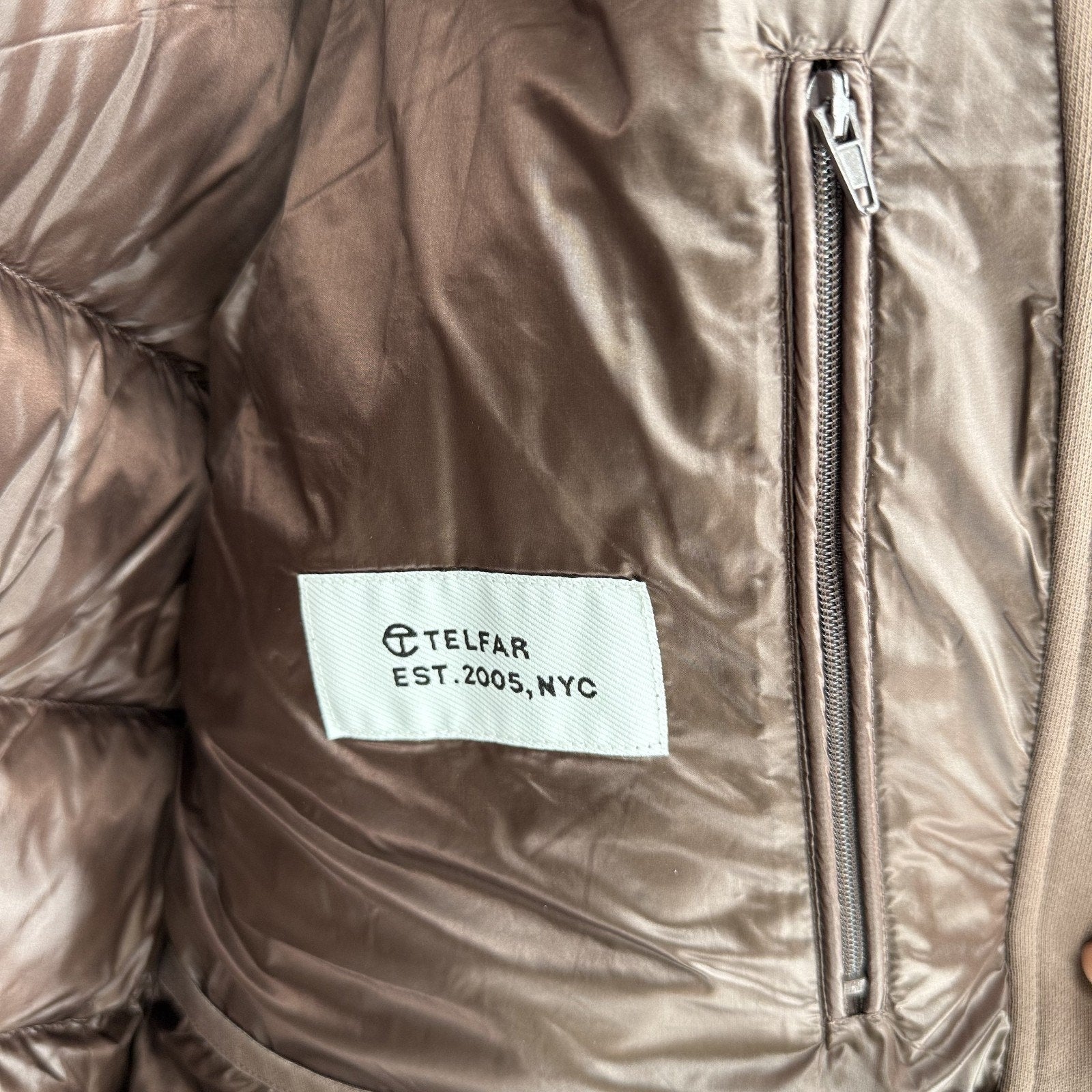 Telfar x Moose Knuckles Puffer Coat Brown Down Long Hooded Jacket XS/S Unisex
