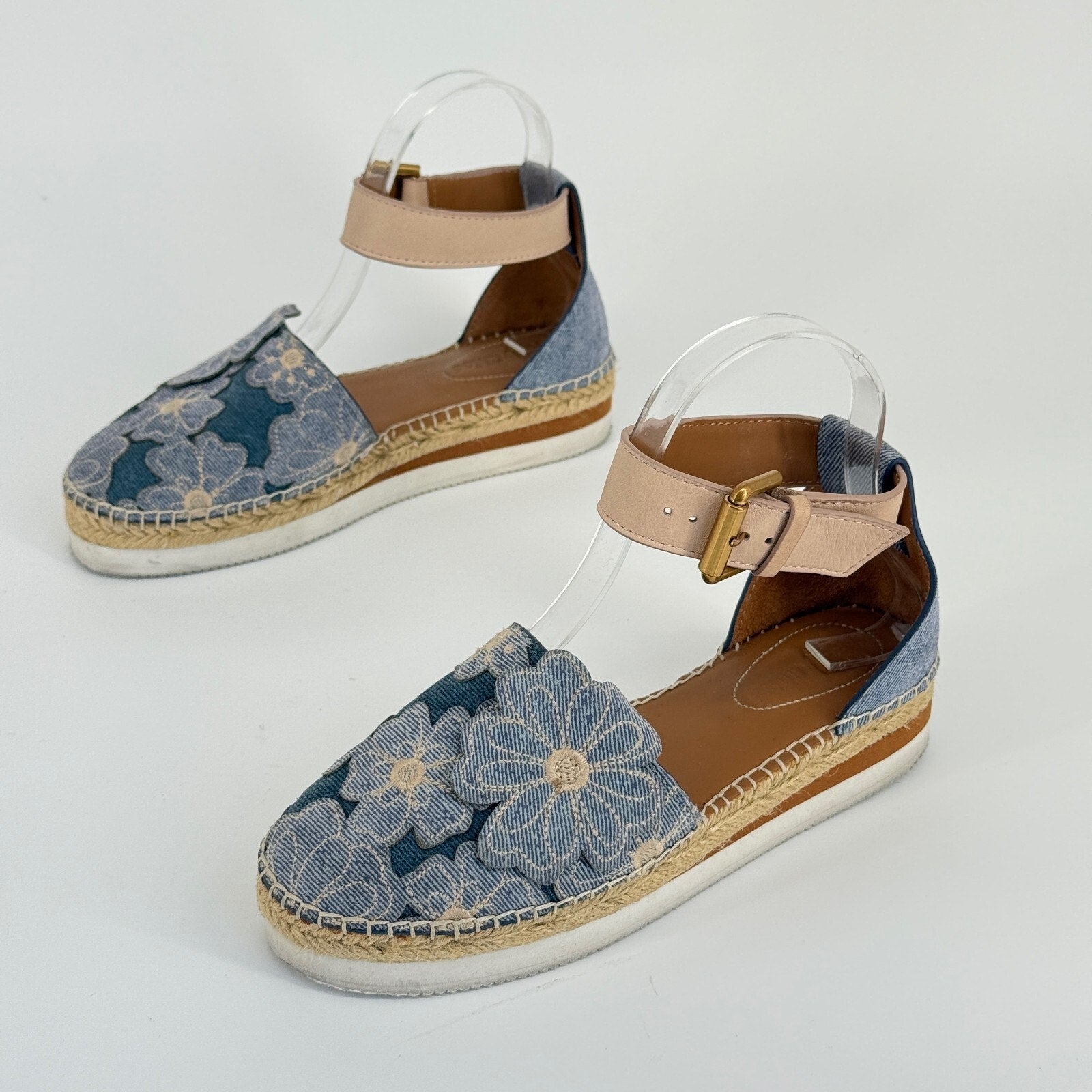 See By Chloe Womens Espadrille Sandals Floral Denim Cottage Glyn Boho 70s Size 6
