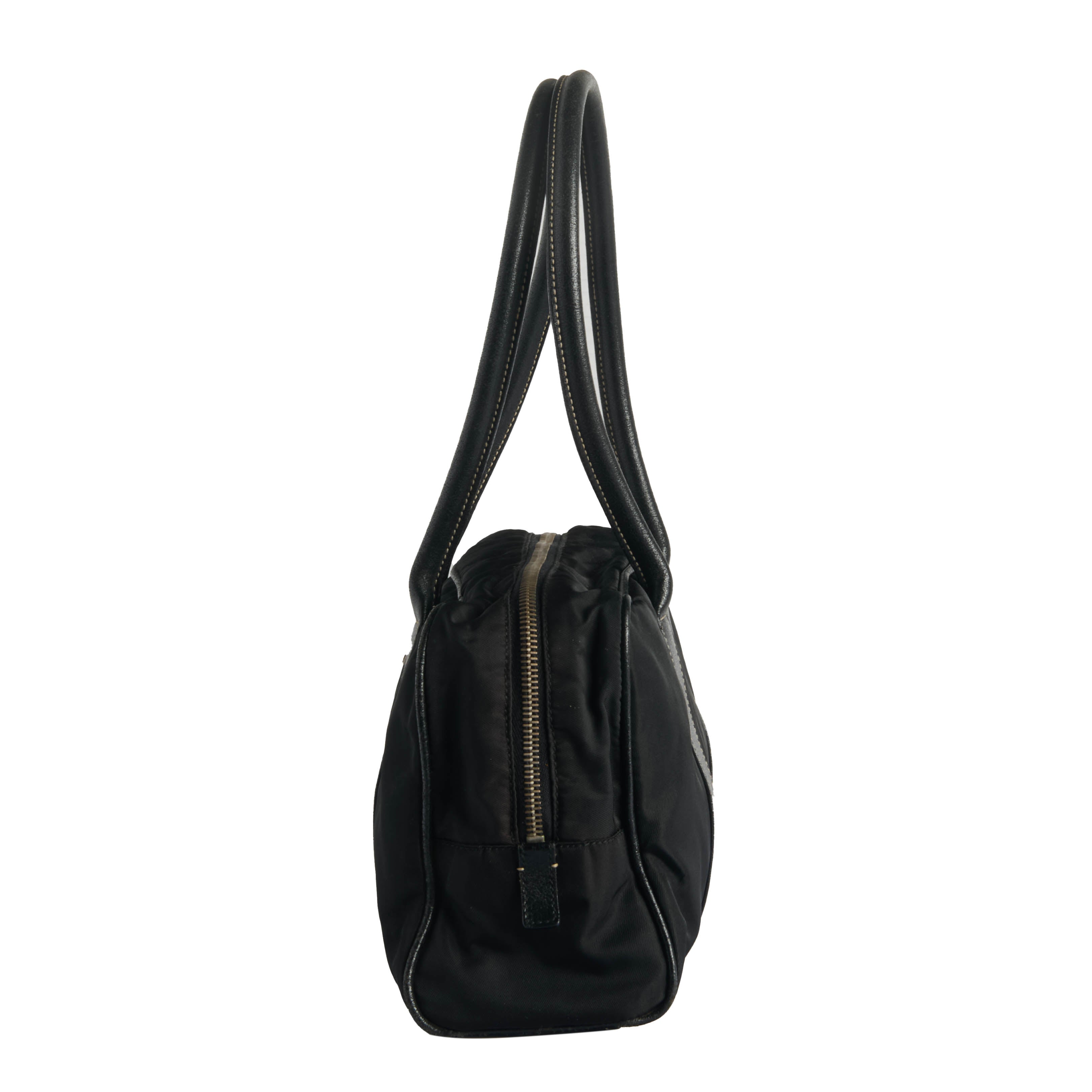 Prada Tessuto Triangle Logo Boston Bag
