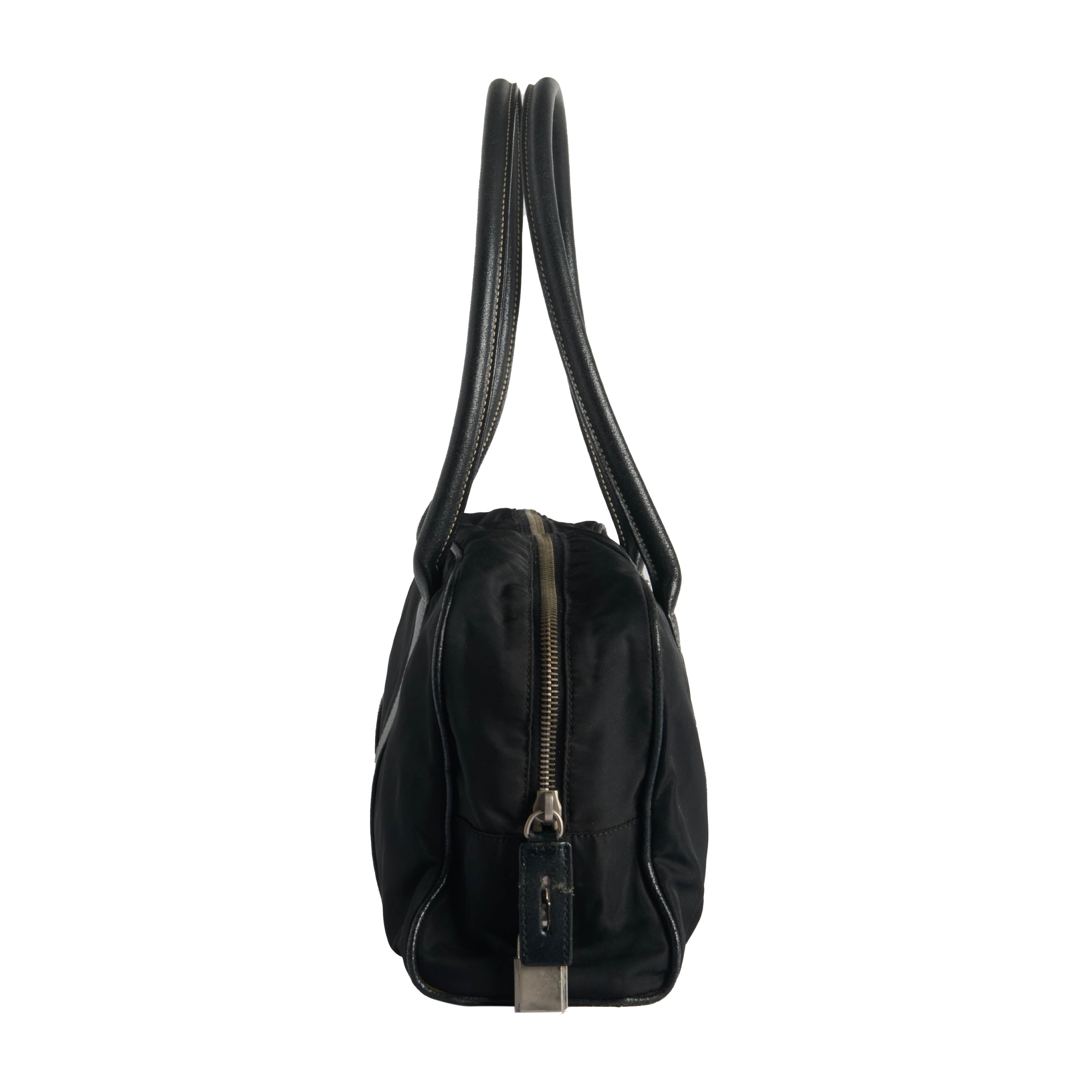 Prada Tessuto Triangle Logo Boston Bag