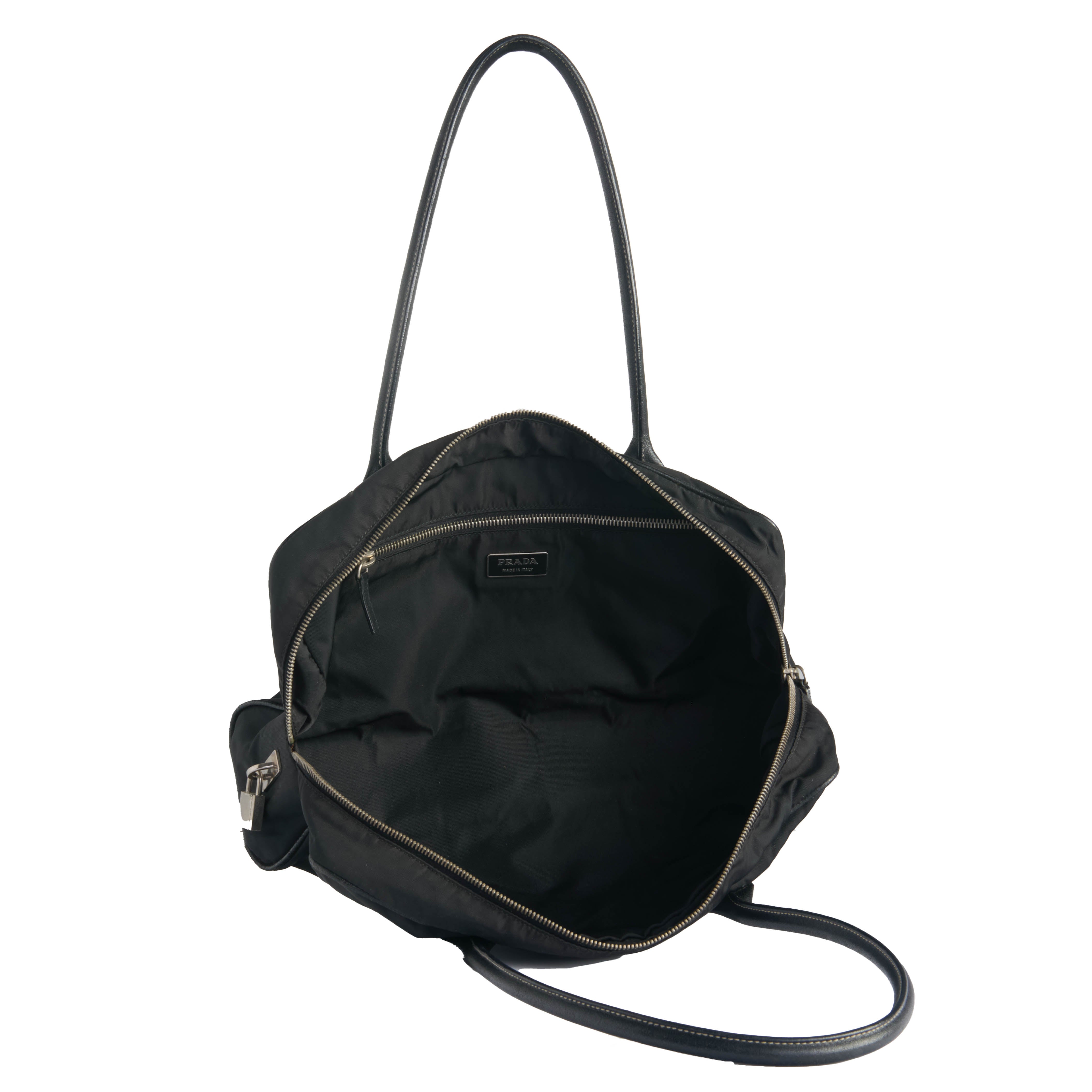 Prada Tessuto Triangle Logo Boston Bag