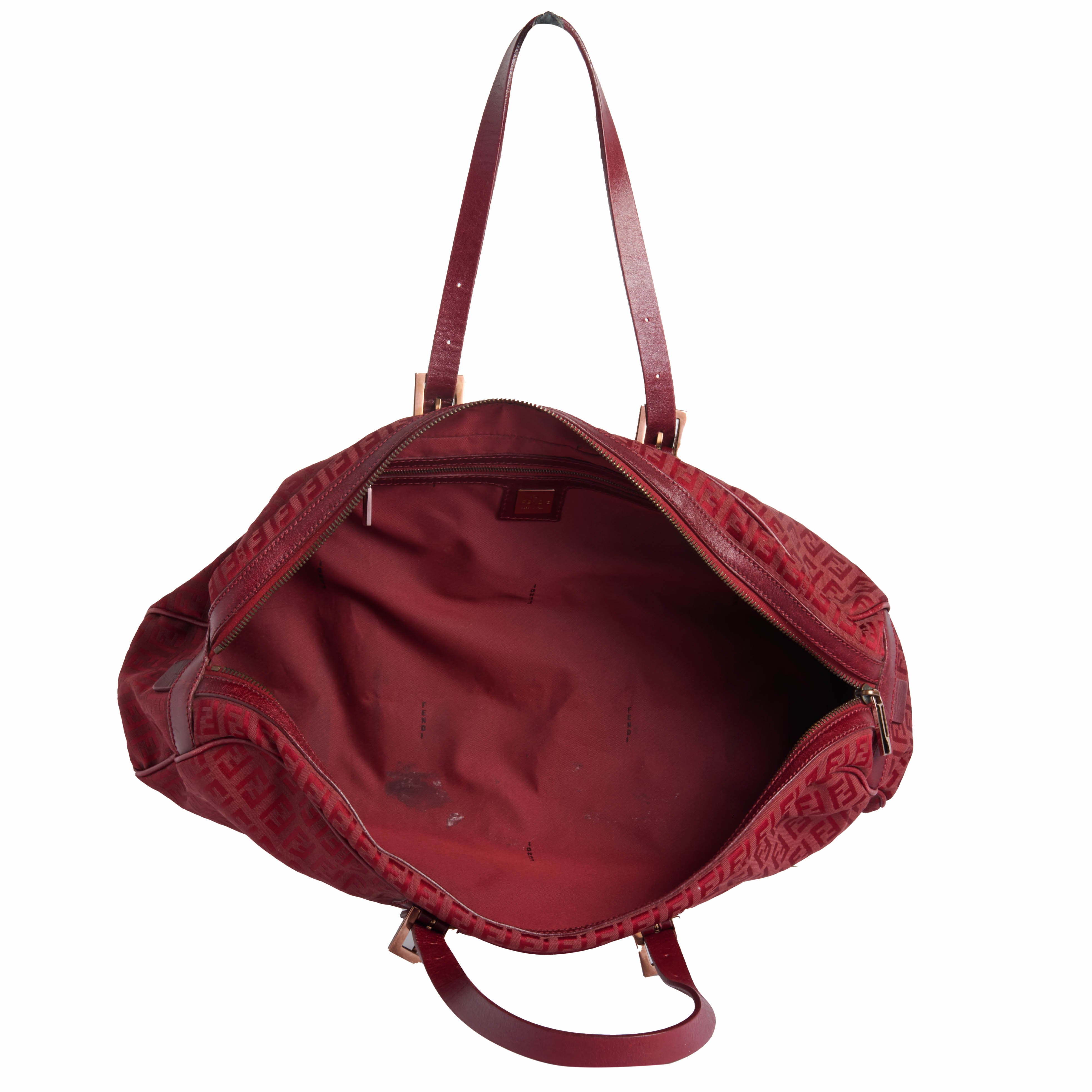 Fendi Red Zuccino Bowler Bag