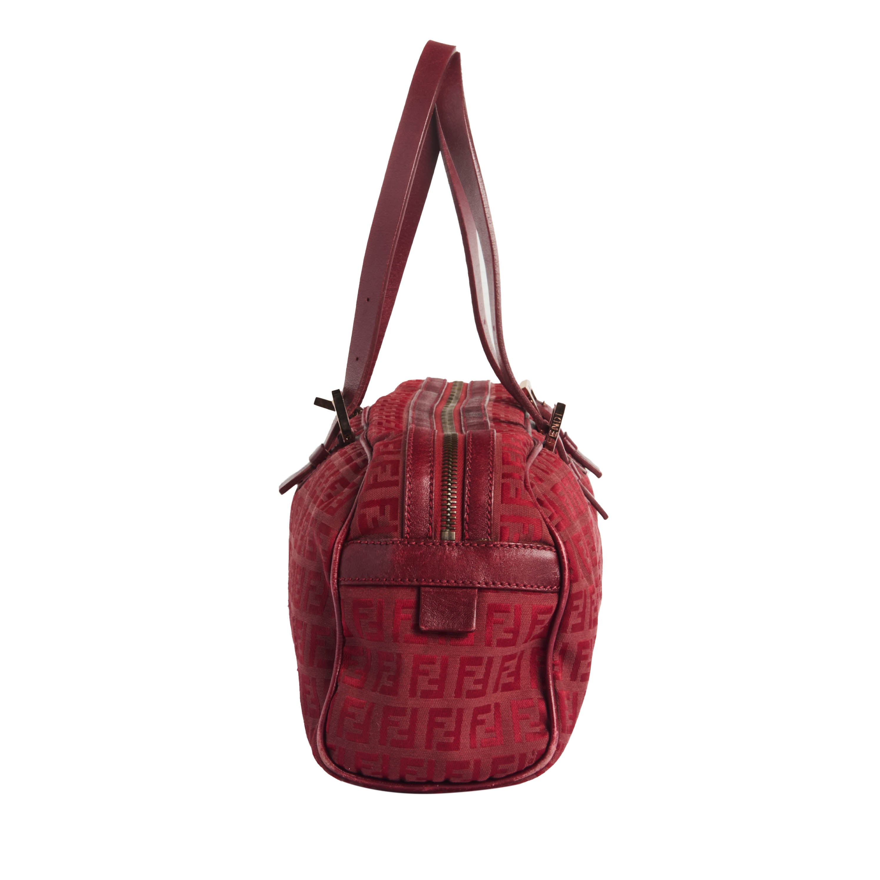 Fendi Red Zuccino Bowler Bag