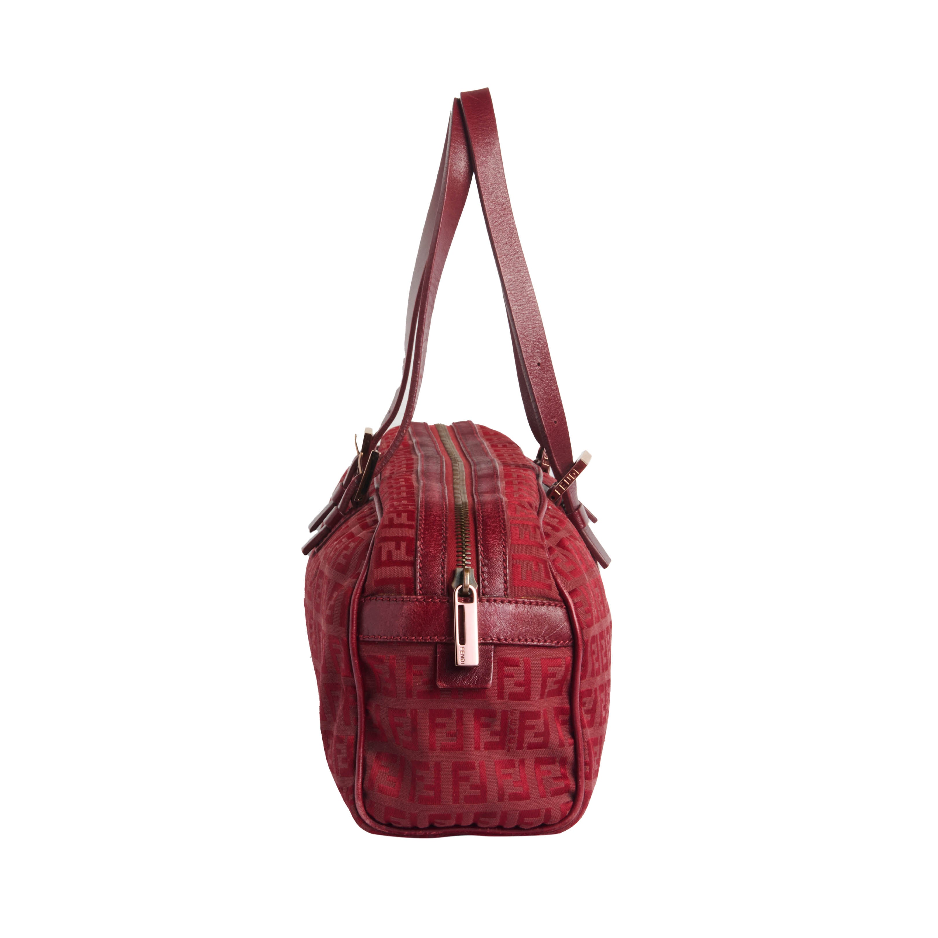 Fendi Red Zuccino Bowler Bag