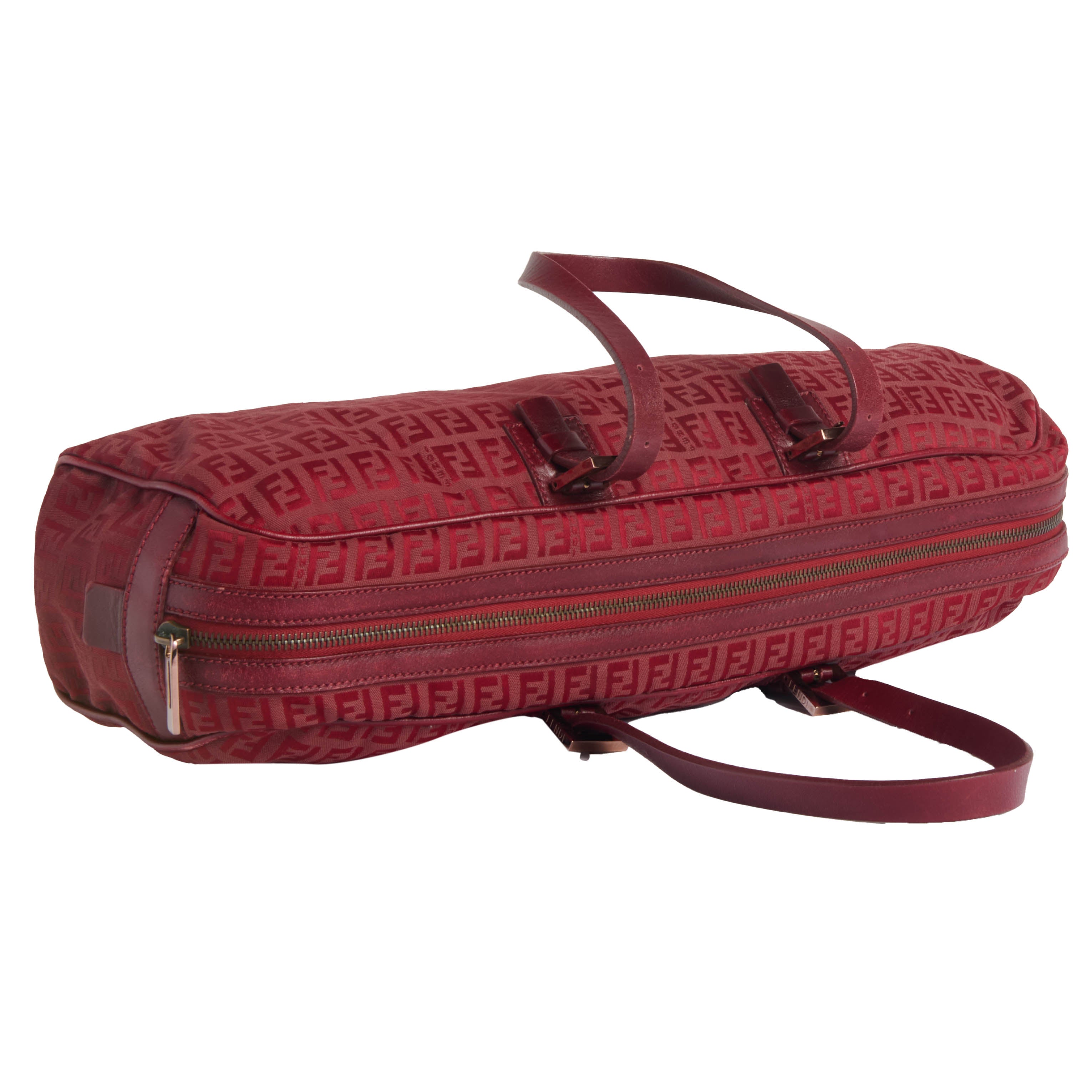 Fendi Red Zuccino Bowler Bag