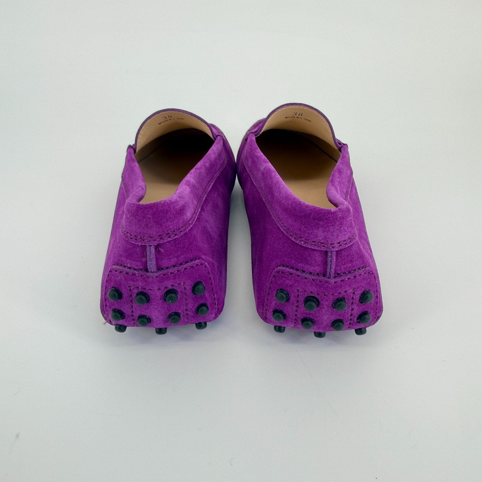 Tod’s Gommini Purple Suede Loafers Size 7.5 EU 38 Womens Driving Flats Italy New