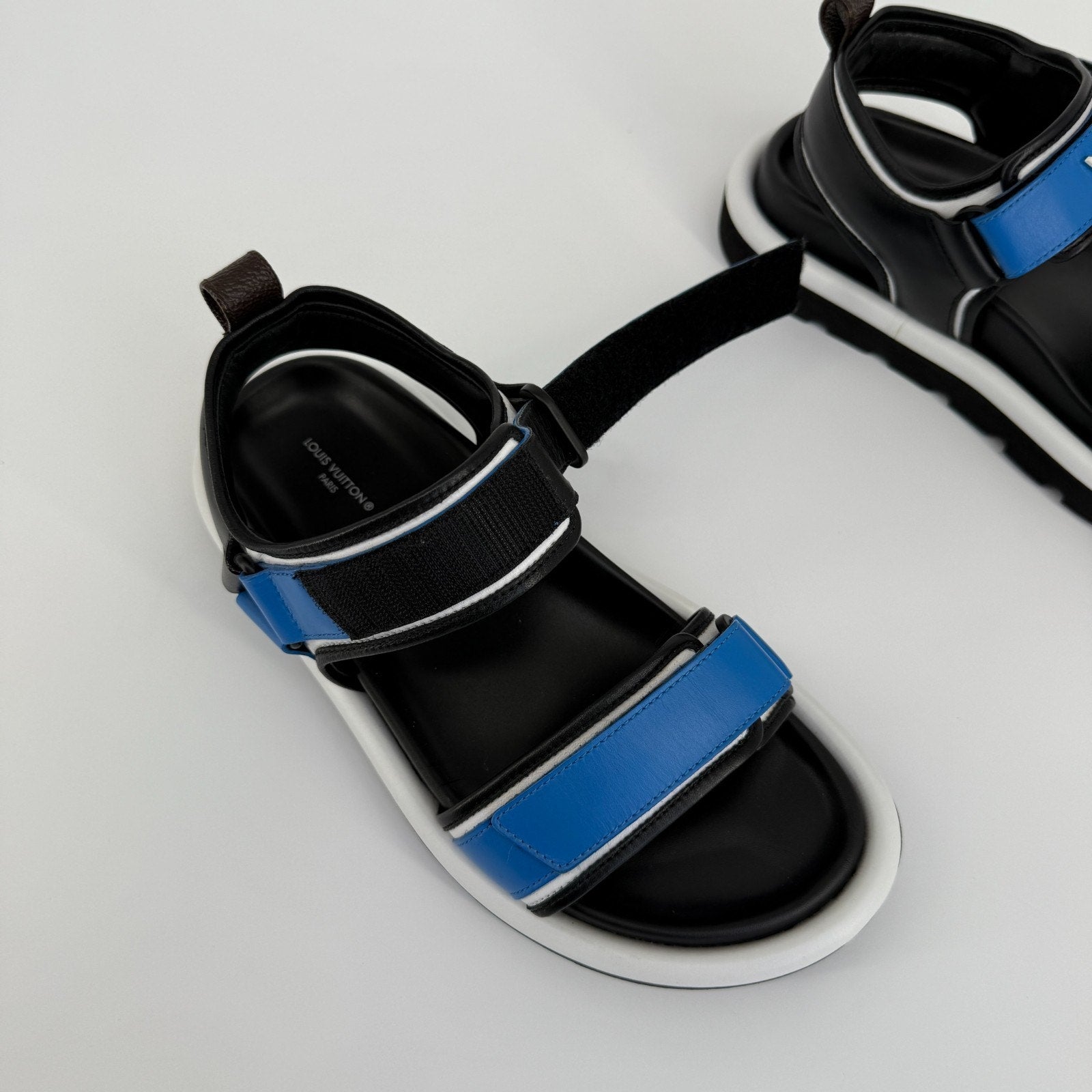 Louis Vuitton Pool Pillow Strap Sandals Blue Designer Rare Leather US 8.5 39