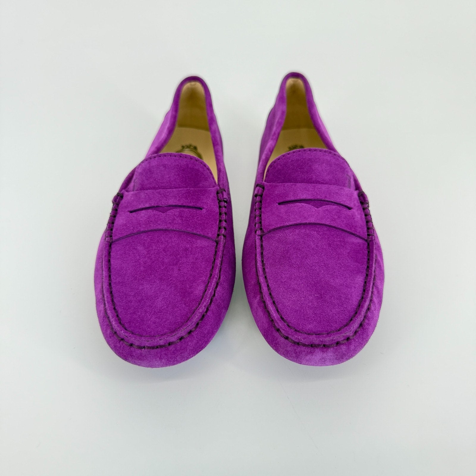 Tod’s Gommini Purple Suede Loafers Size 7.5 EU 38 Womens Driving Flats Italy New