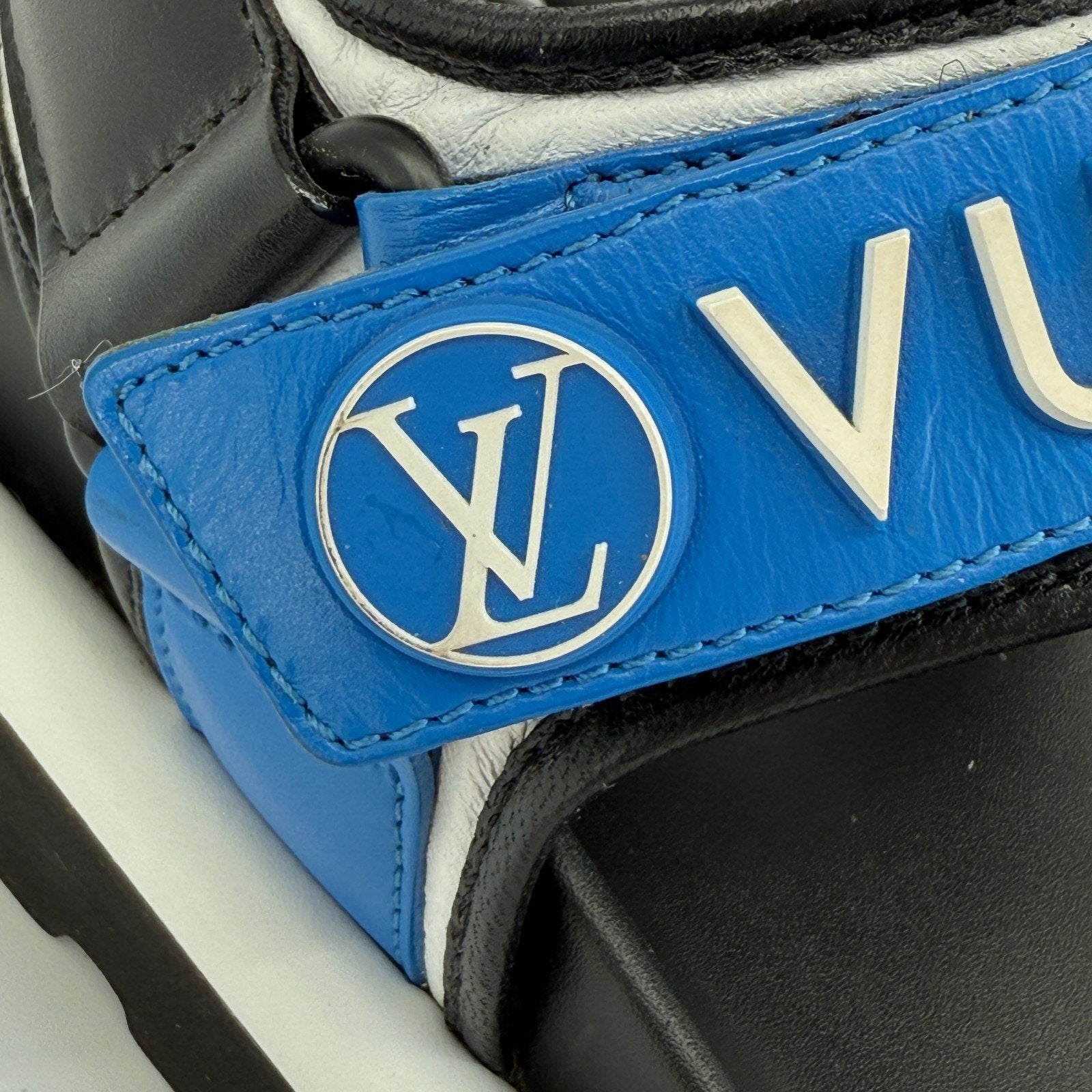 Louis Vuitton Pool Pillow Strap Sandals Blue Designer Rare Leather US 8.5 39