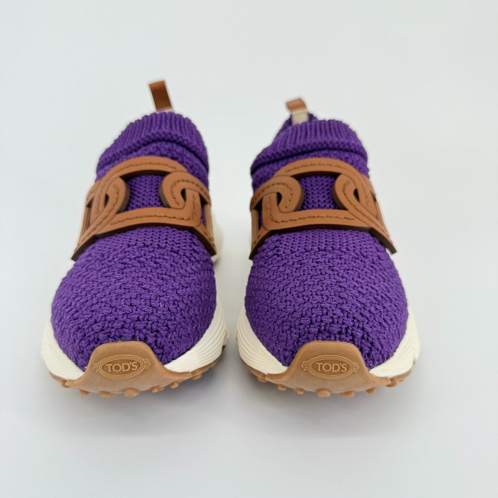Tods Sportivo Kate Sneakers Size 7.5 EU 38 Chain Knit Purple Italy Designer