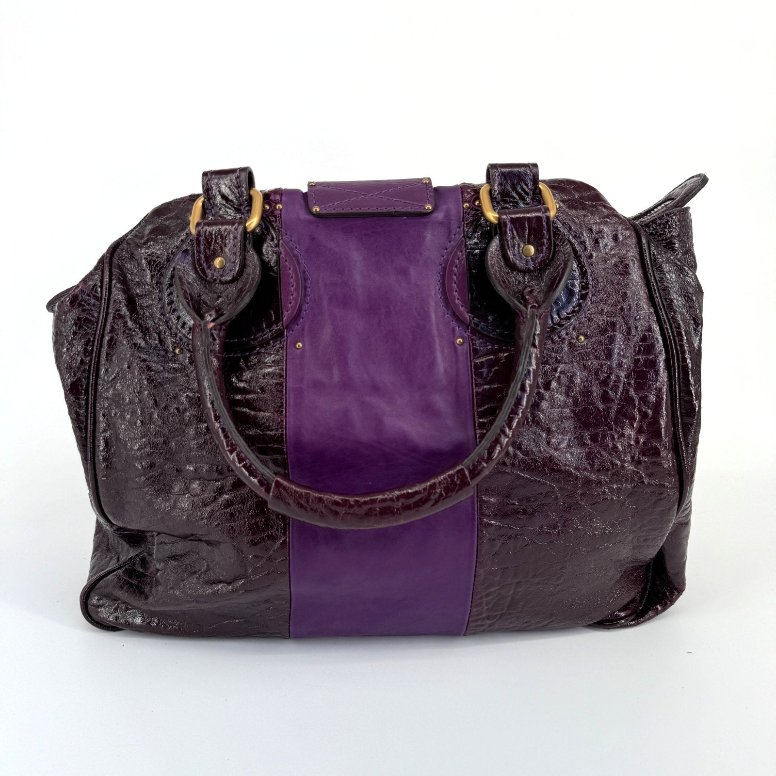 Chloe Paddington Bag Purple Patent Leather Gold Hardware Y2K Designer It Bag