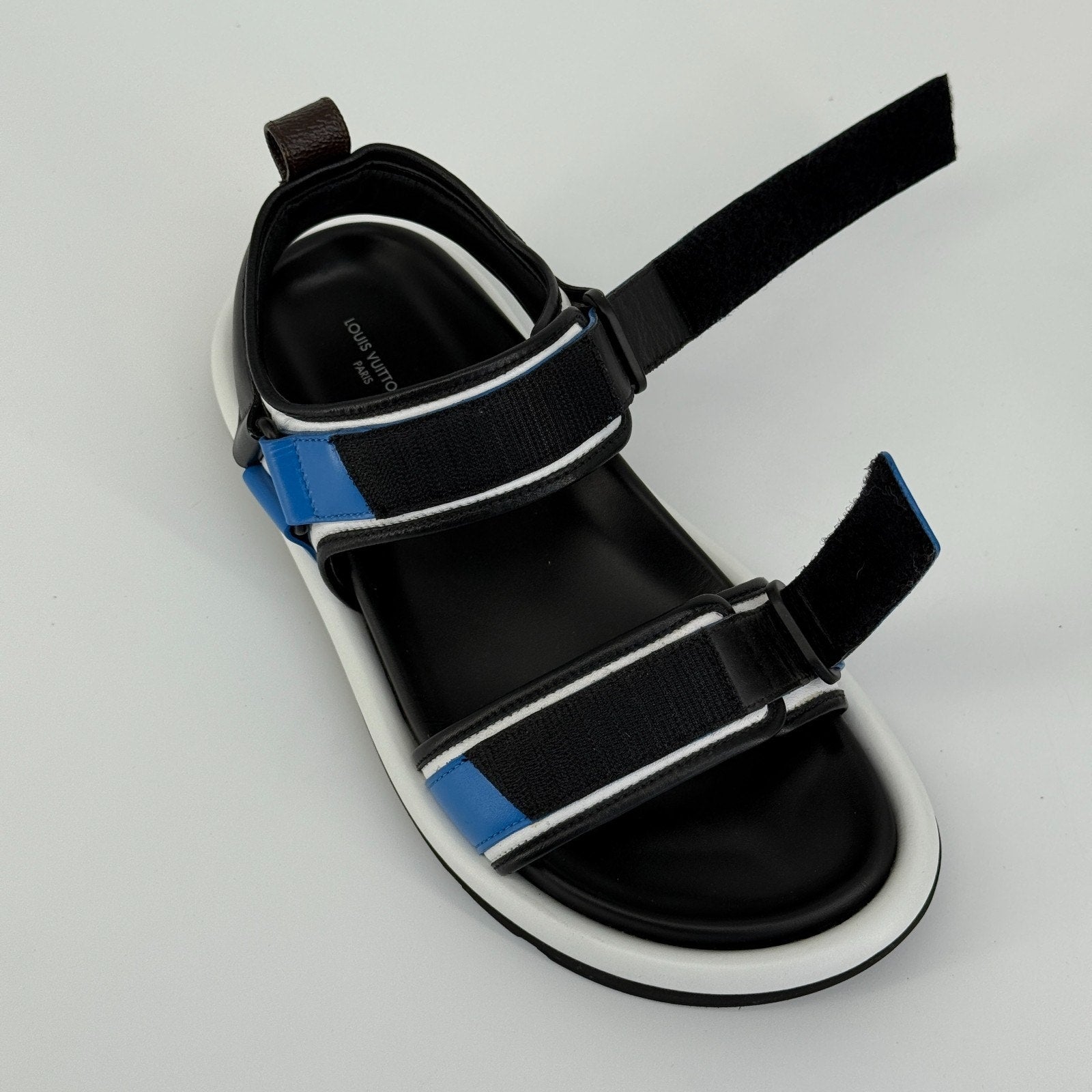 Louis Vuitton Pool Pillow Strap Sandals Blue Designer Rare Leather US 8.5 39