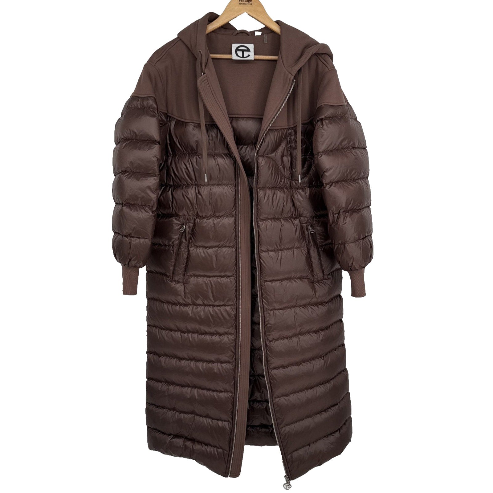 Telfar x Moose Knuckles Puffer Coat Brown Down Long Hooded Jacket XS/S Unisex