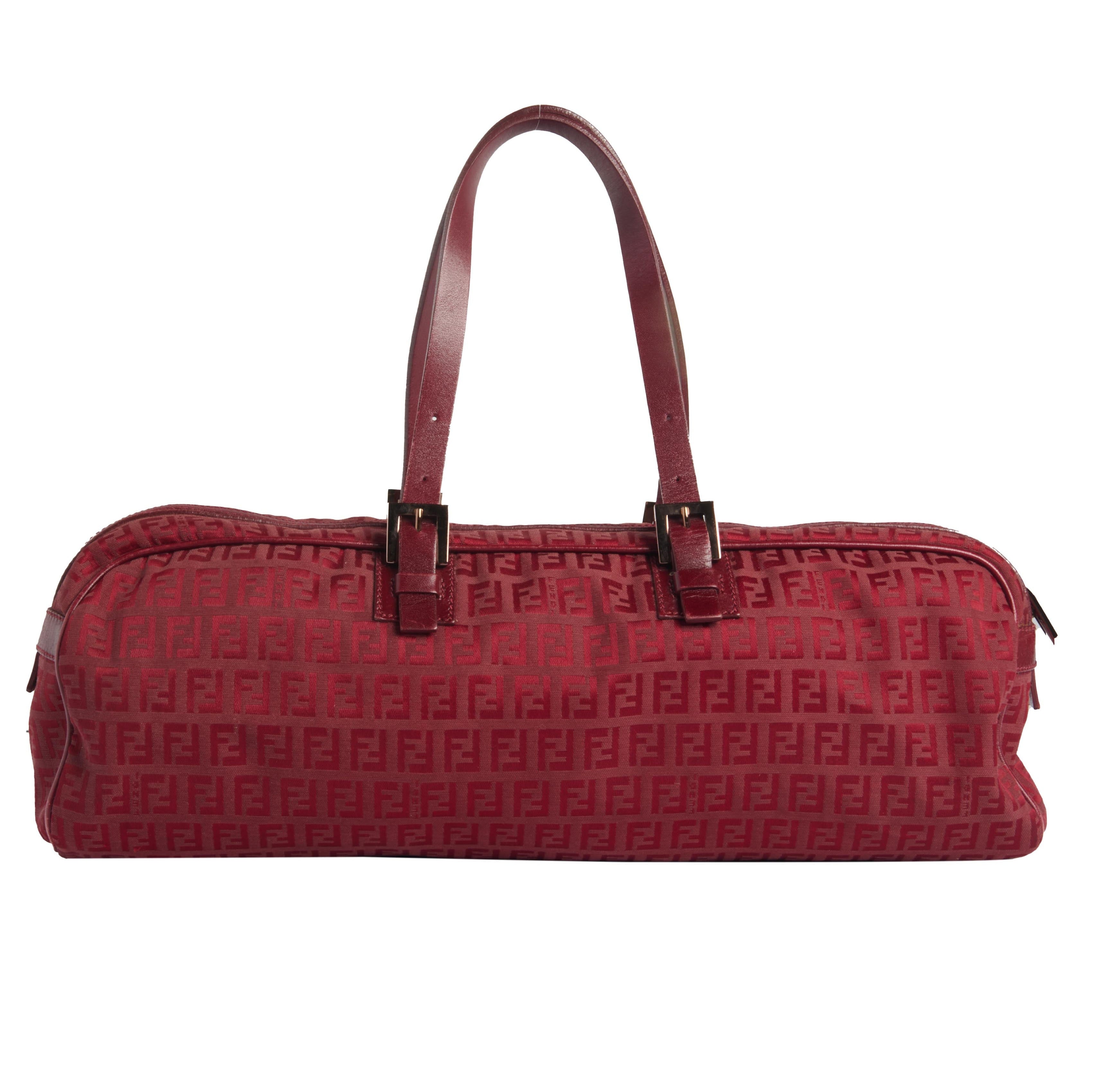 Fendi Red Zuccino Bowler Bag
