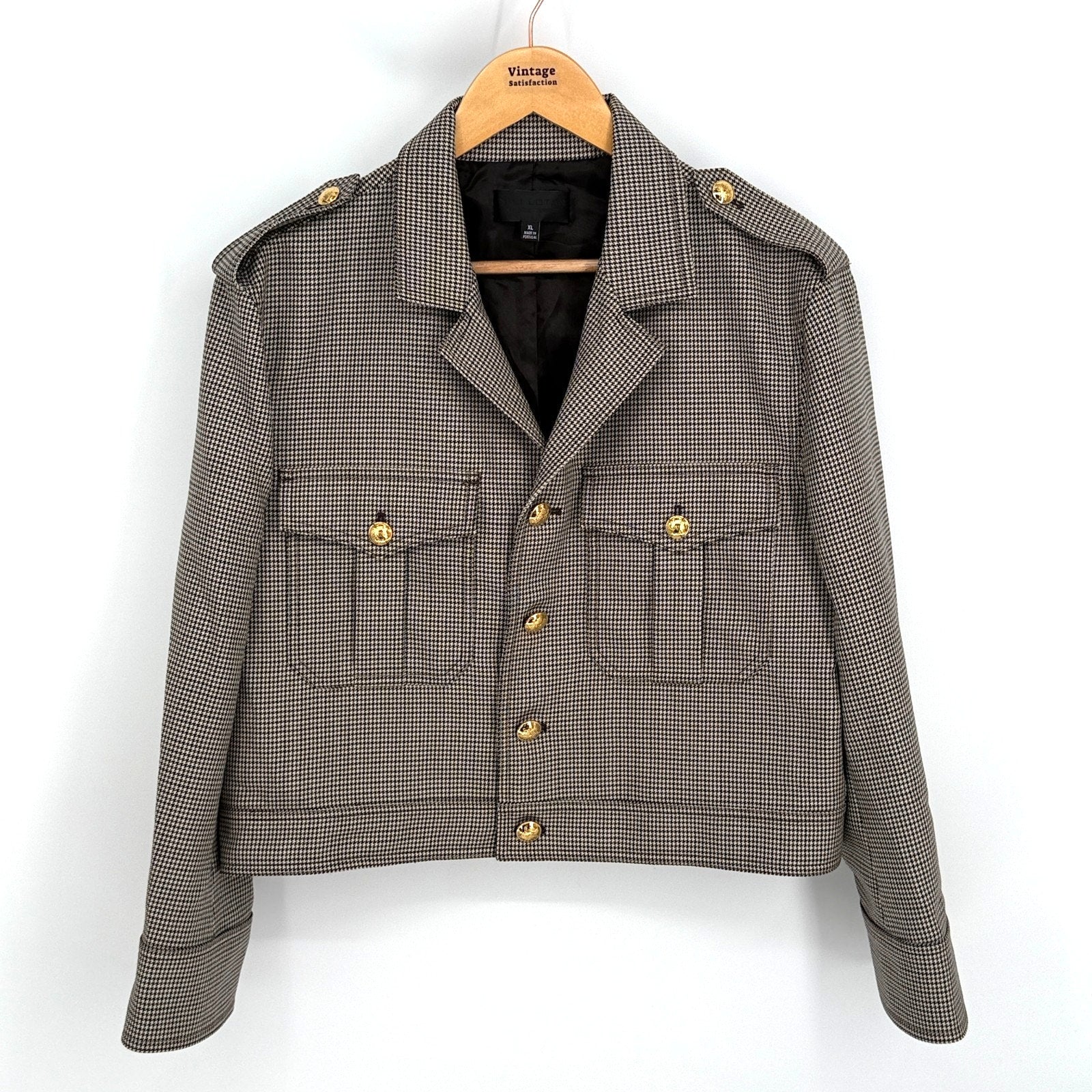 Nili Lotan Lise Jacket Women Size XL Houndstooth Academia Corpcore Luxury Preppy