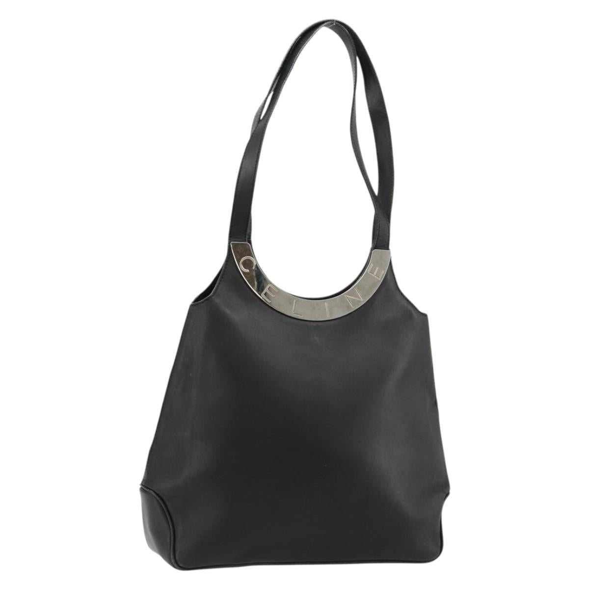 Celine 90s Leather Logo Plate Shoulder Bag
