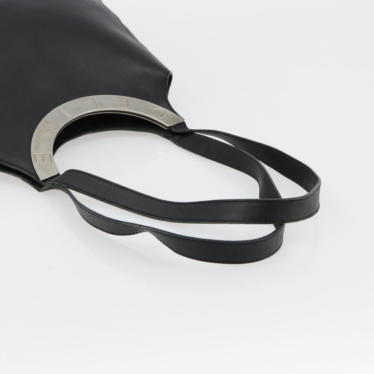 Celine 90s Leather Logo Plate Shoulder Bag