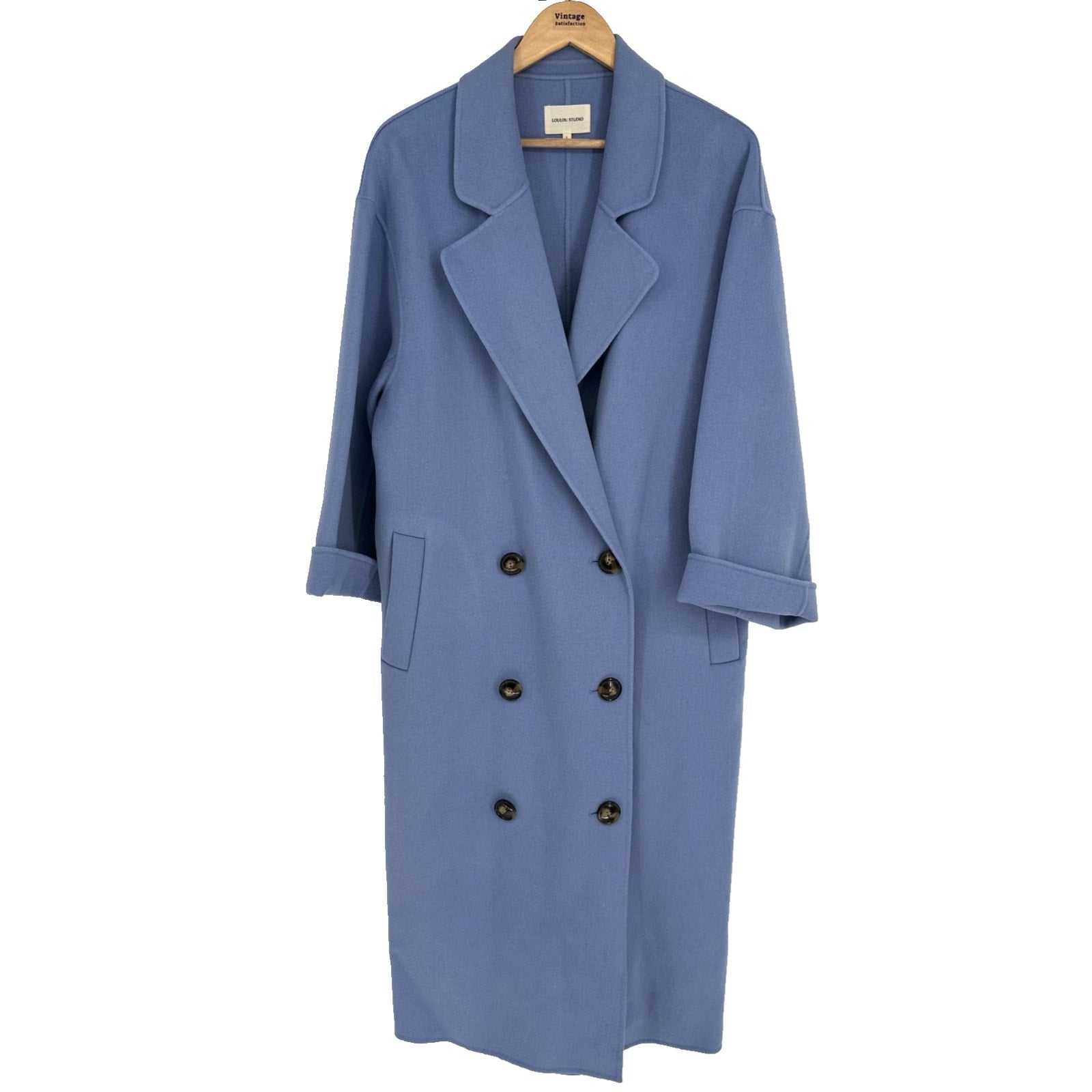 Loulou Studio Borneo Coat Wool Cashmere Oversized Minimal Paris Chic Blue Size L
