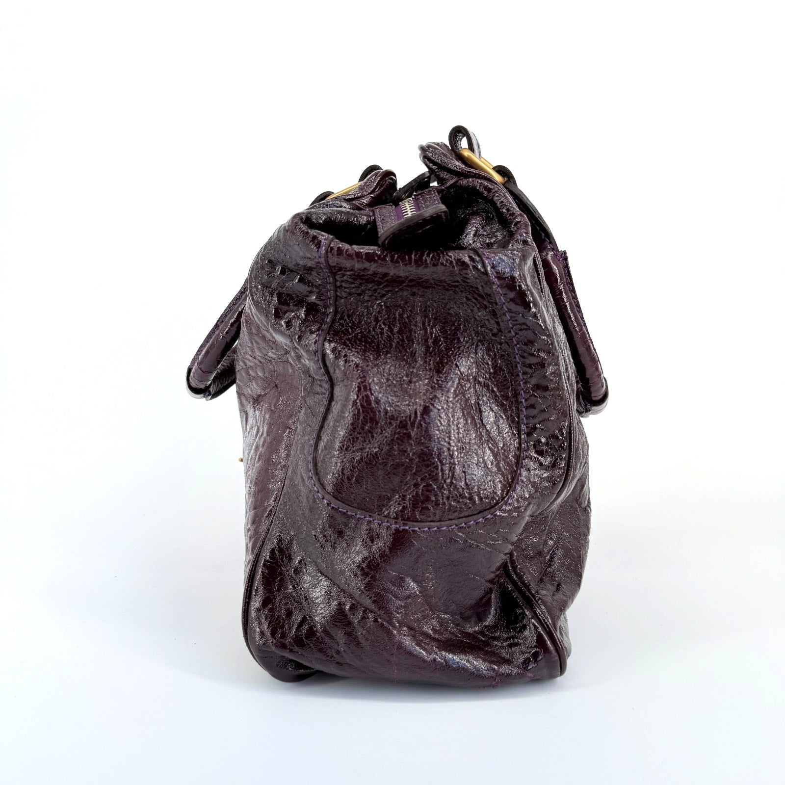 Chloe Paddington Bag Purple Patent Leather Gold Hardware Y2K Designer It Bag