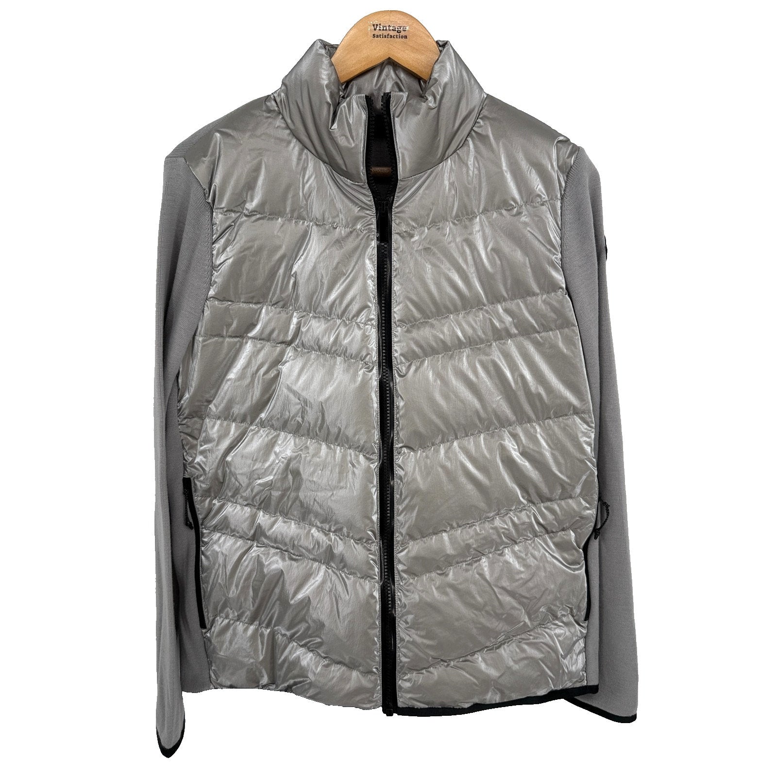 Moncler Tricot Goose Down Puffer Jacket Sweater Minimalist Luxury Ski Zip Size L