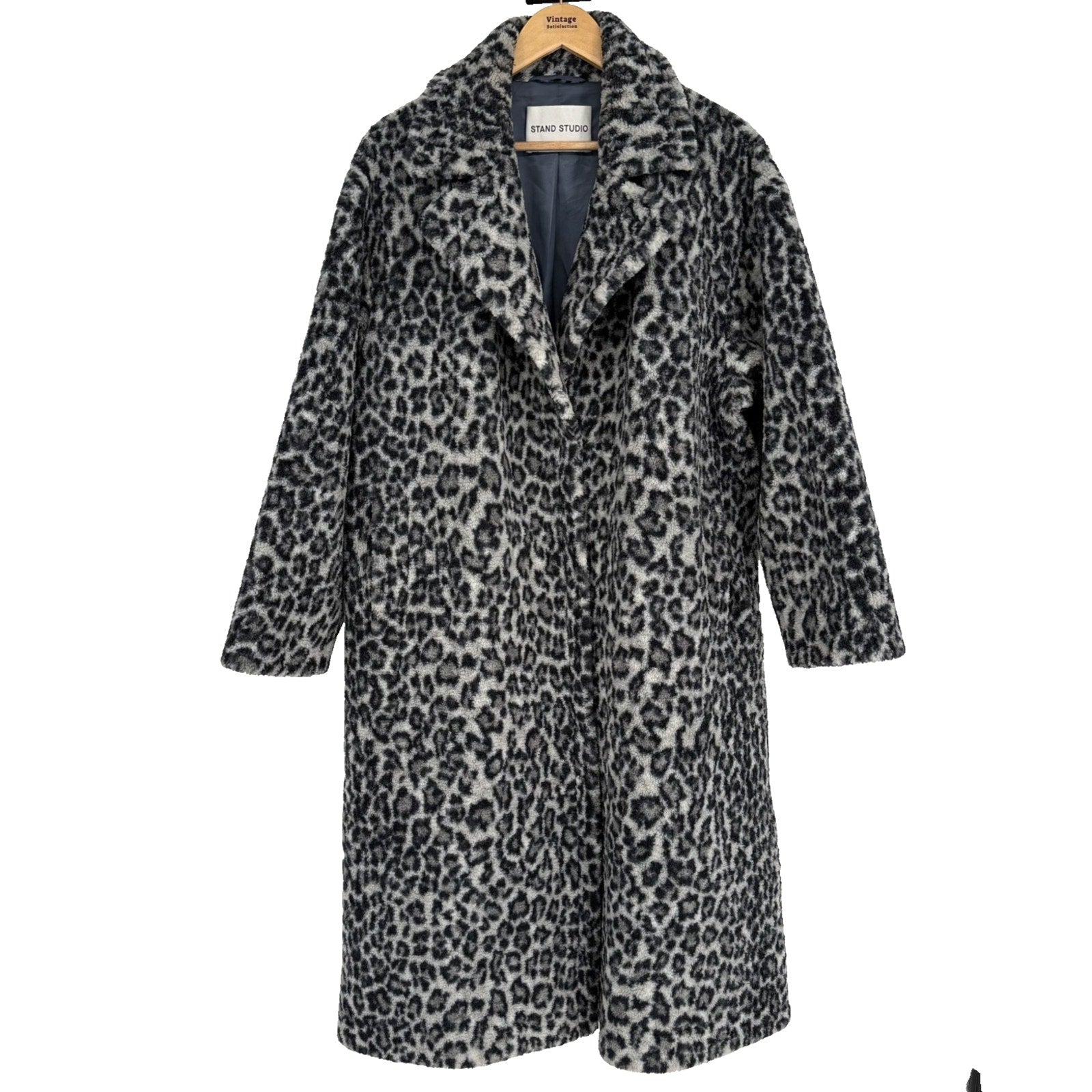 Stand Studio Maria Coat Leopard Faux Fur Size 36 US 4 Oversized Chic Glam Model