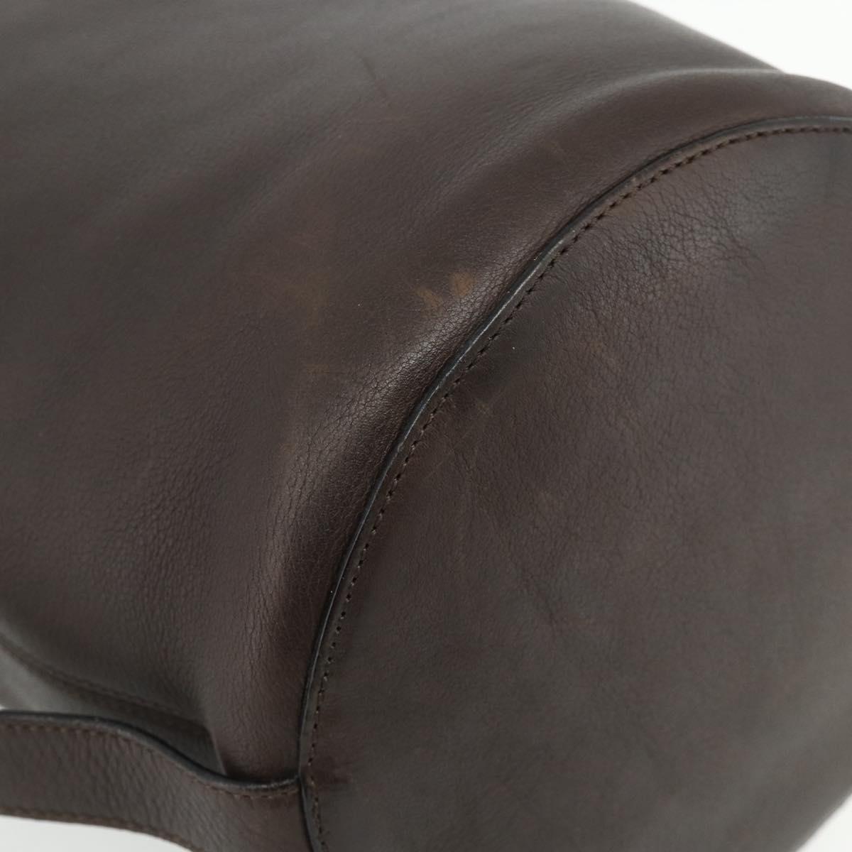 Celine 90s Brown Leather Blazon Bucket Bag