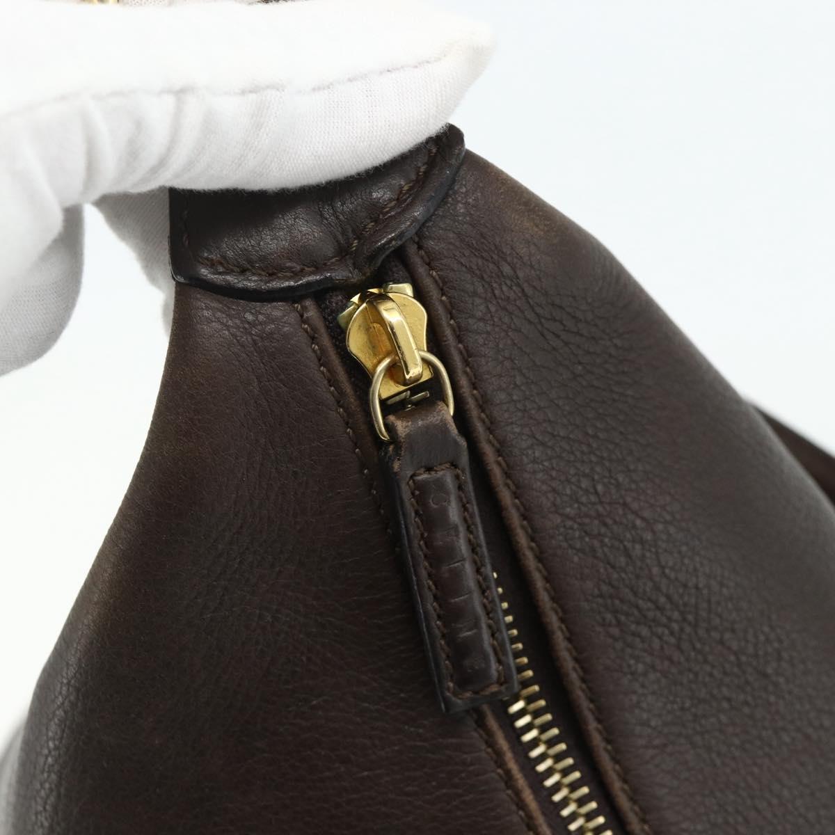 Celine 90s Brown Leather Blazon Bucket Bag