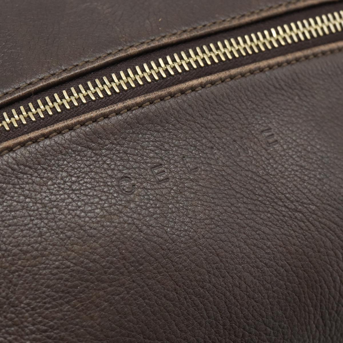Celine 90s Brown Leather Blazon Bucket Bag