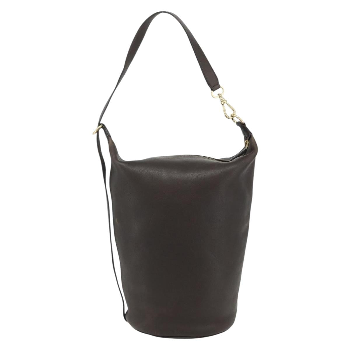 Celine 90s Brown Leather Blazon Bucket Bag