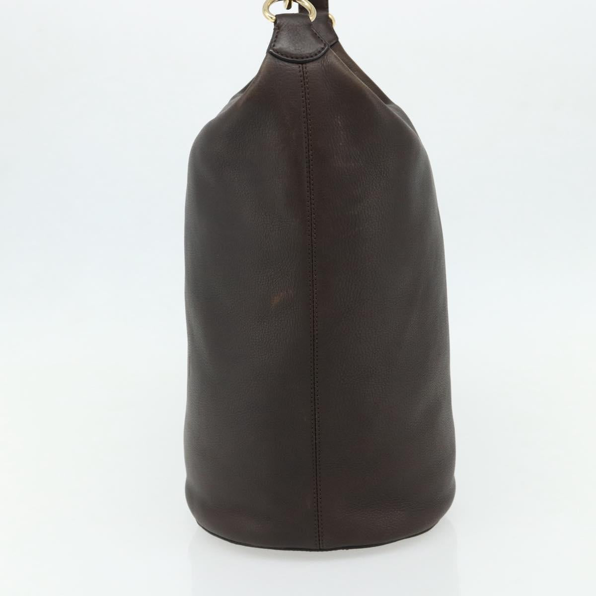 Celine 90s Brown Leather Blazon Bucket Bag