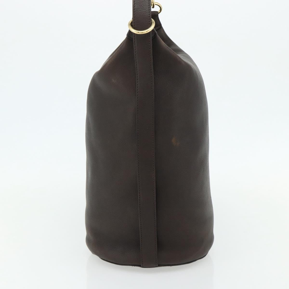 Celine 90s Brown Leather Blazon Bucket Bag