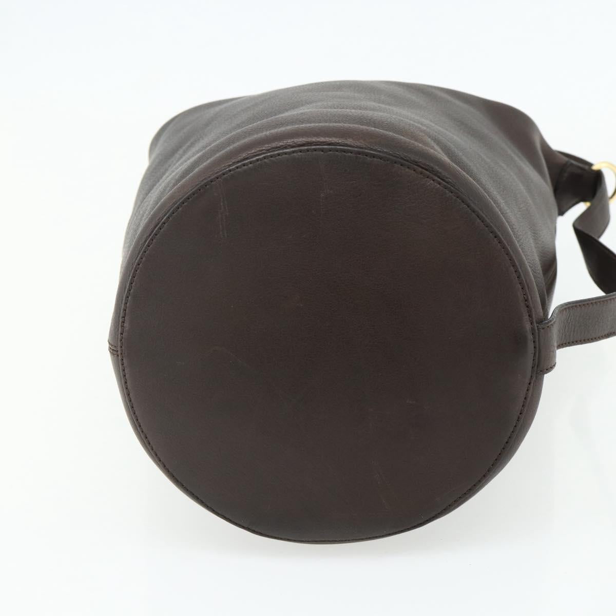 Celine 90s Brown Leather Blazon Bucket Bag
