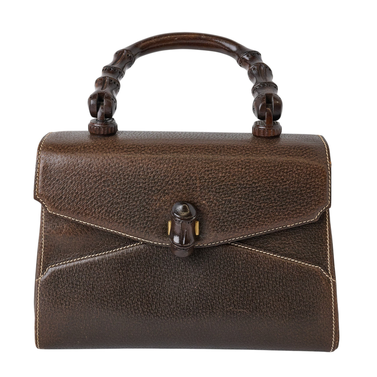Gucci Boarskin Bamboo Top Handle Bag