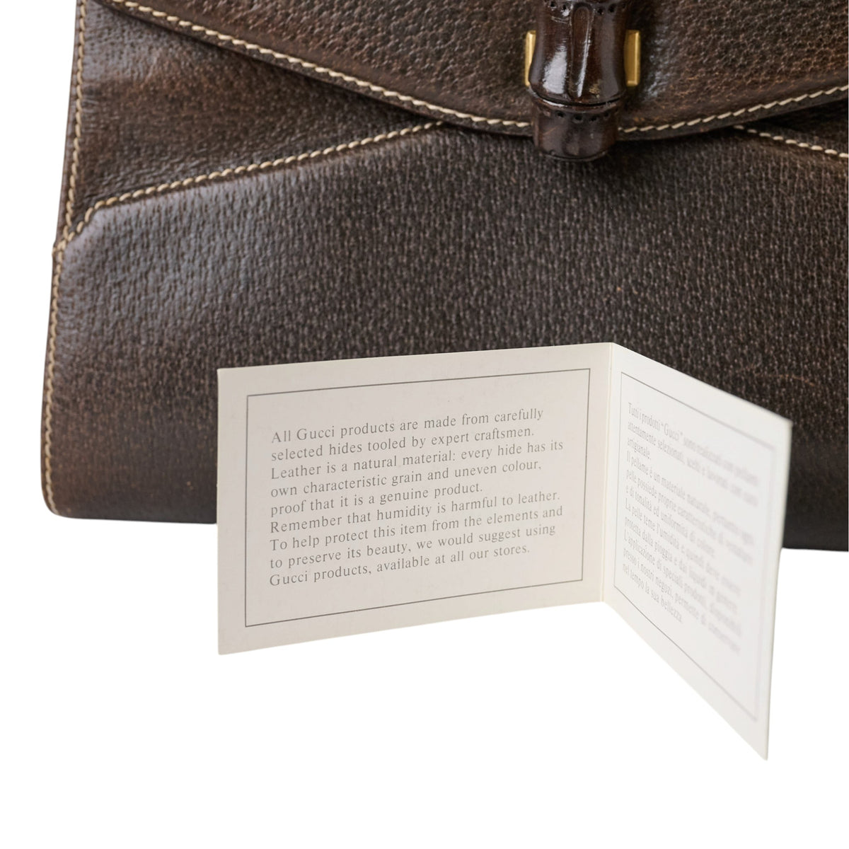 Gucci Boarskin Bamboo Top Handle Bag
