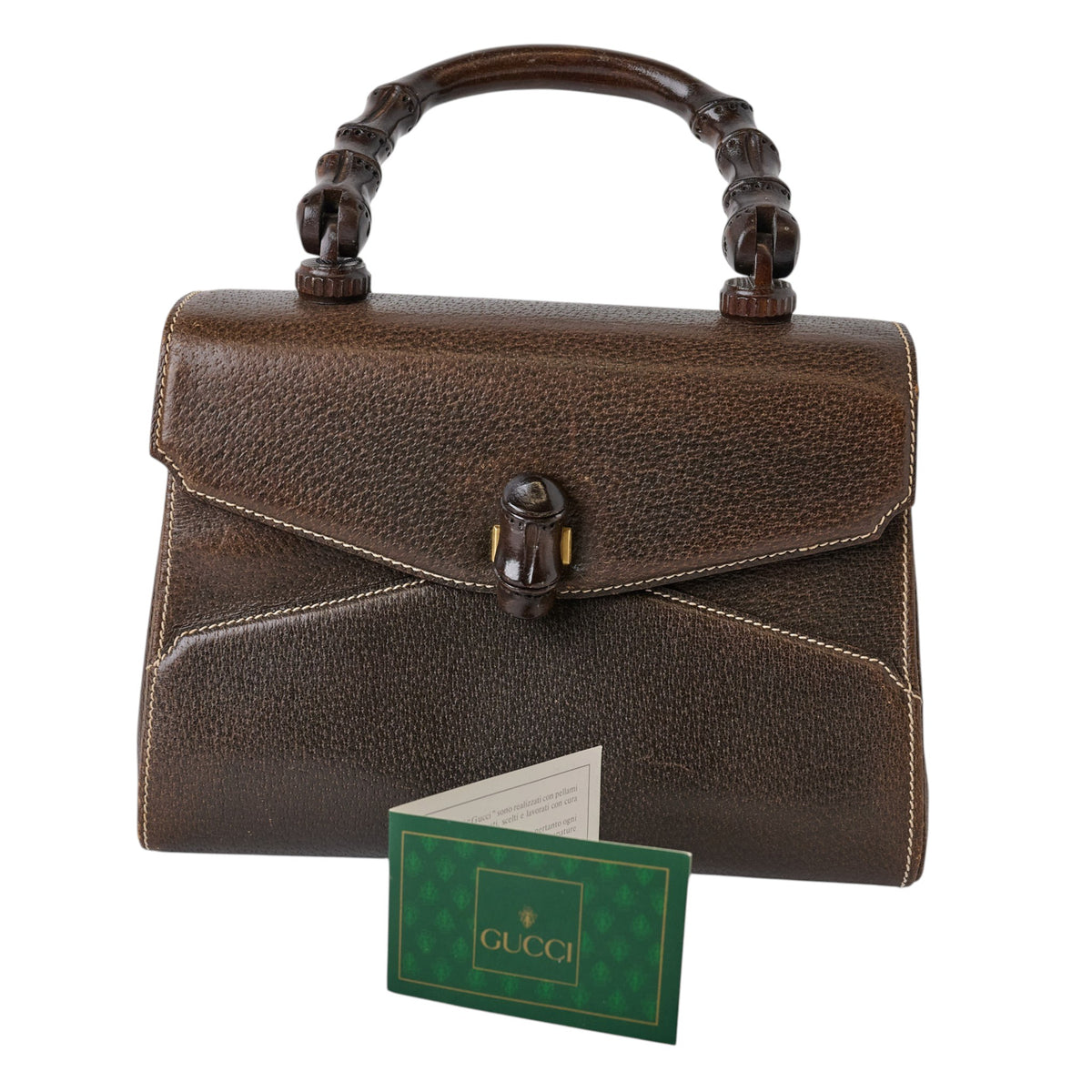 Gucci Boarskin Bamboo Top Handle Bag
