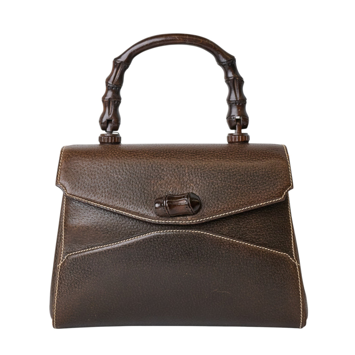 Gucci Boarskin Bamboo Top Handle Bag