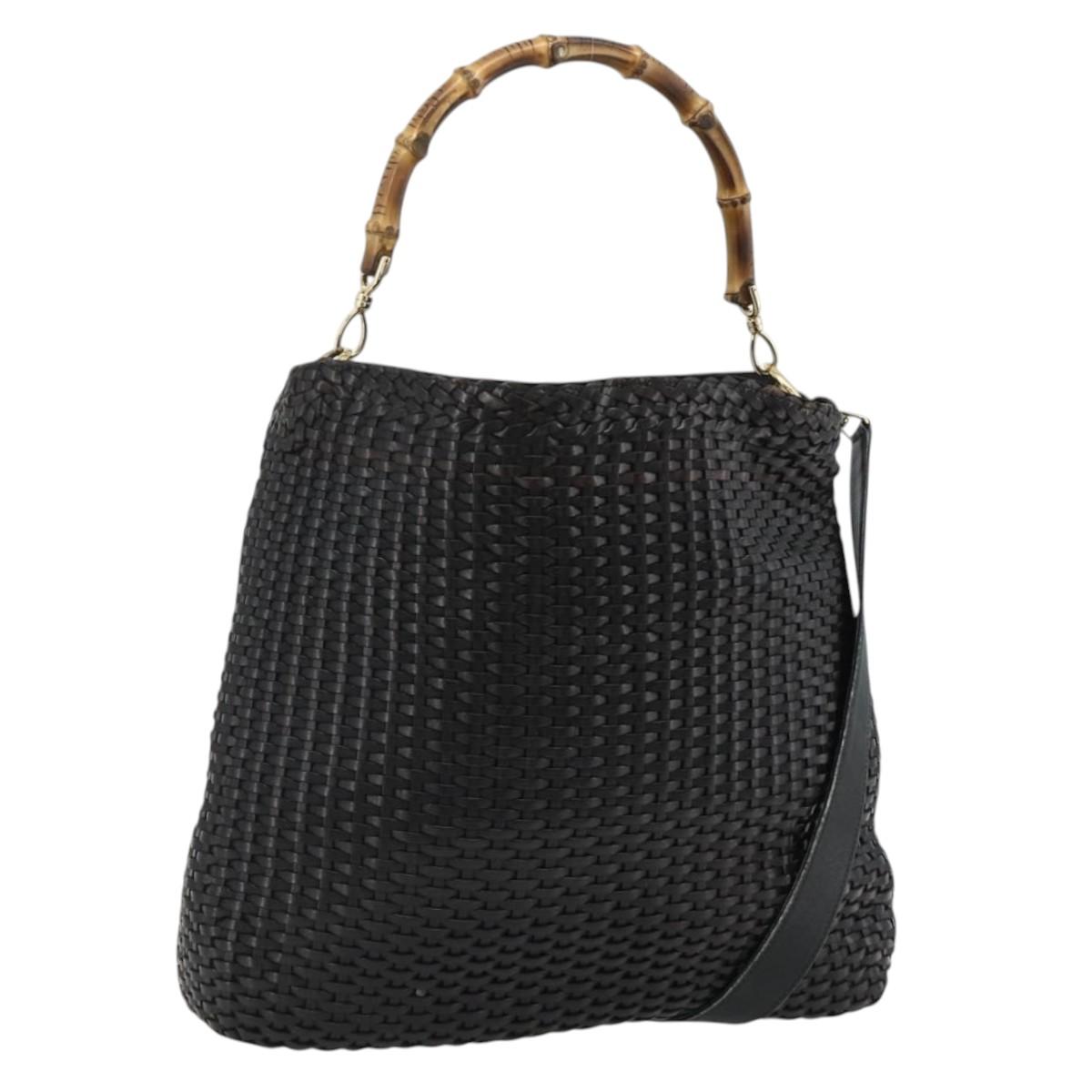 Gucci Tom Ford Era Woven Leather Bamboo 2-Way Bag
