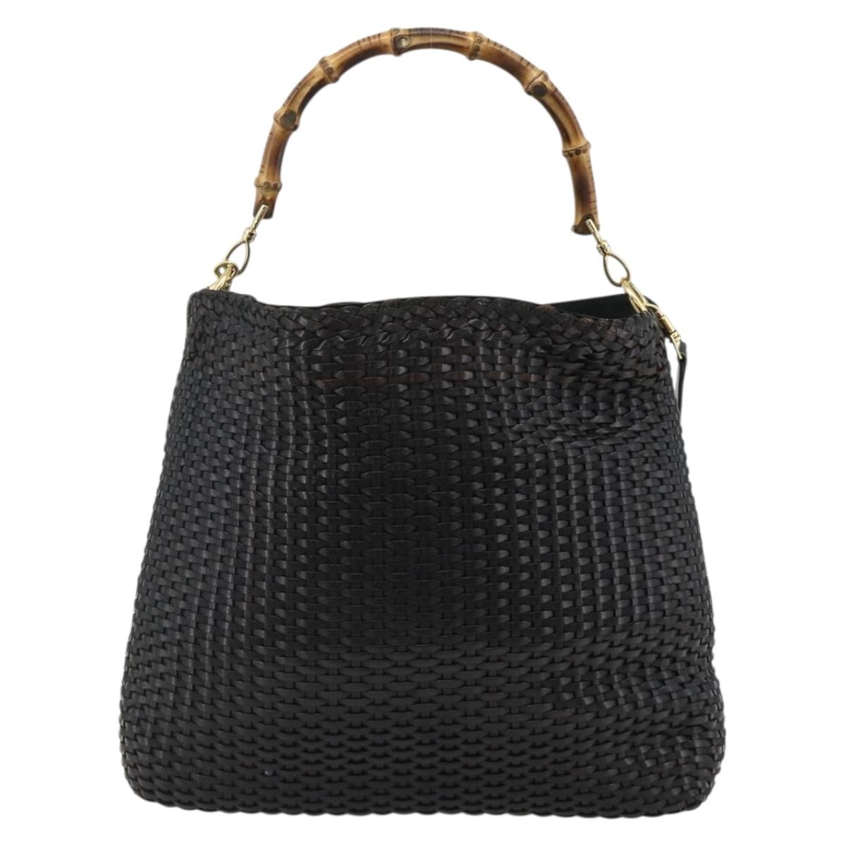 Gucci Tom Ford Era Woven Leather Bamboo 2-Way Bag