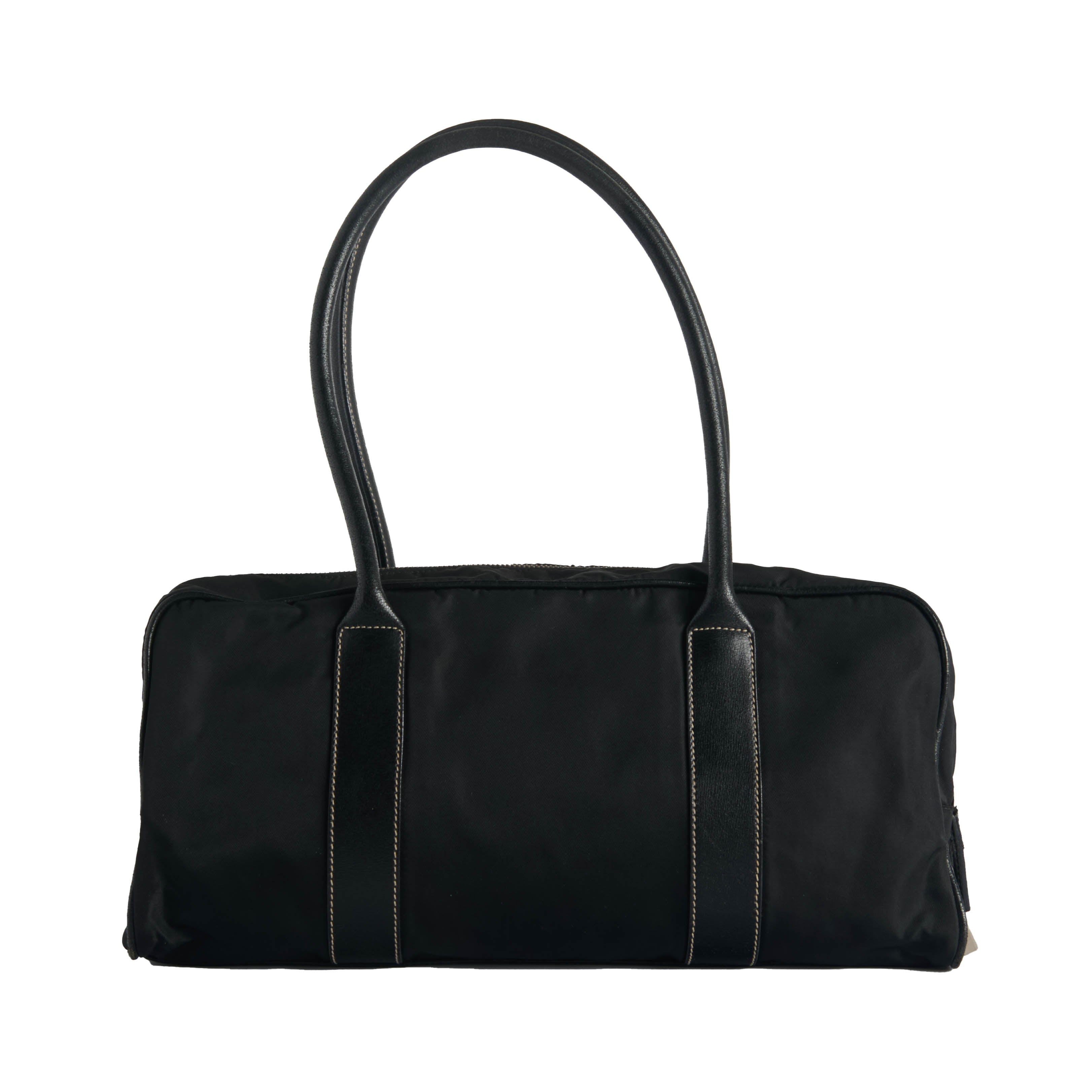 Prada Tessuto Triangle Logo Boston Bag