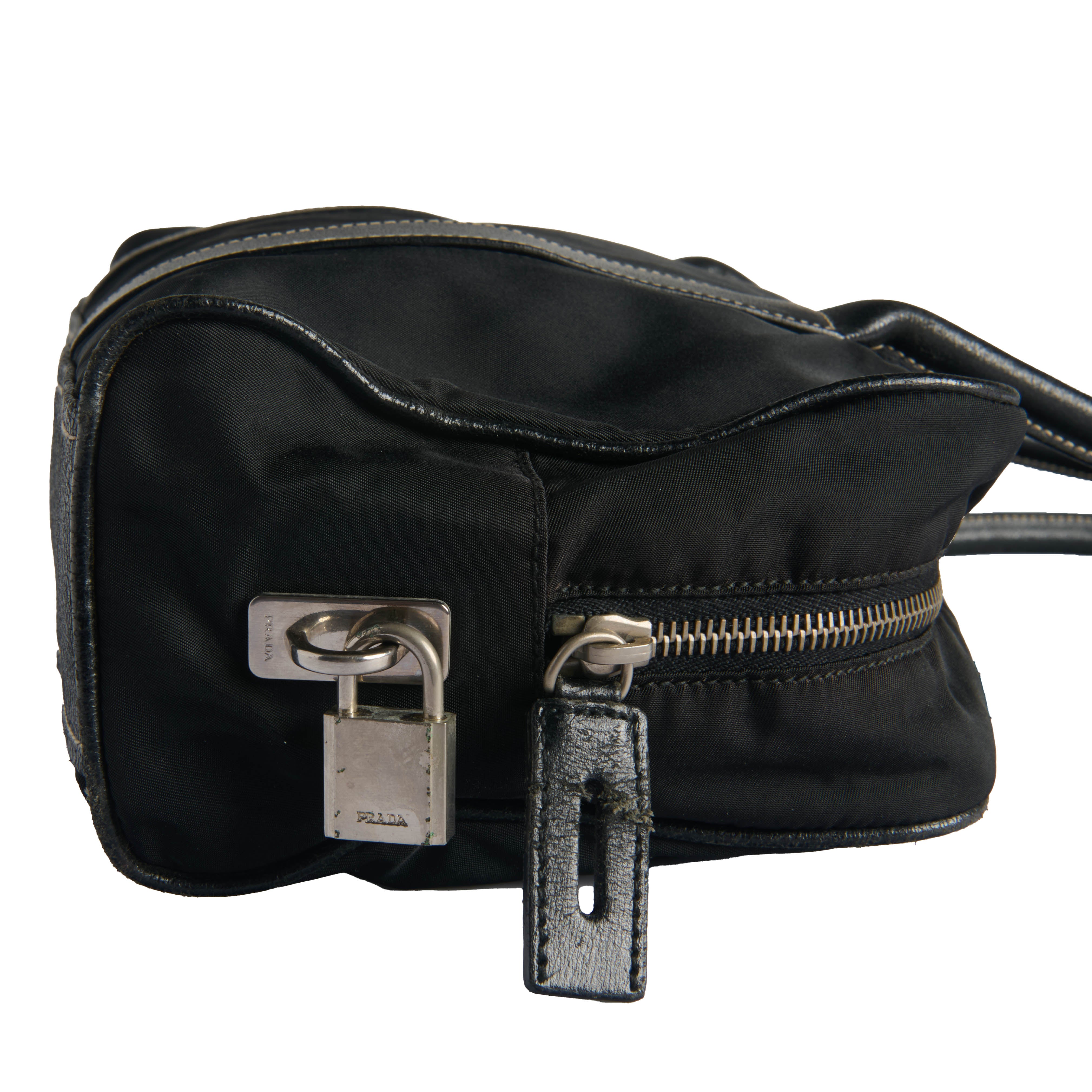 Prada Tessuto Triangle Logo Boston Bag