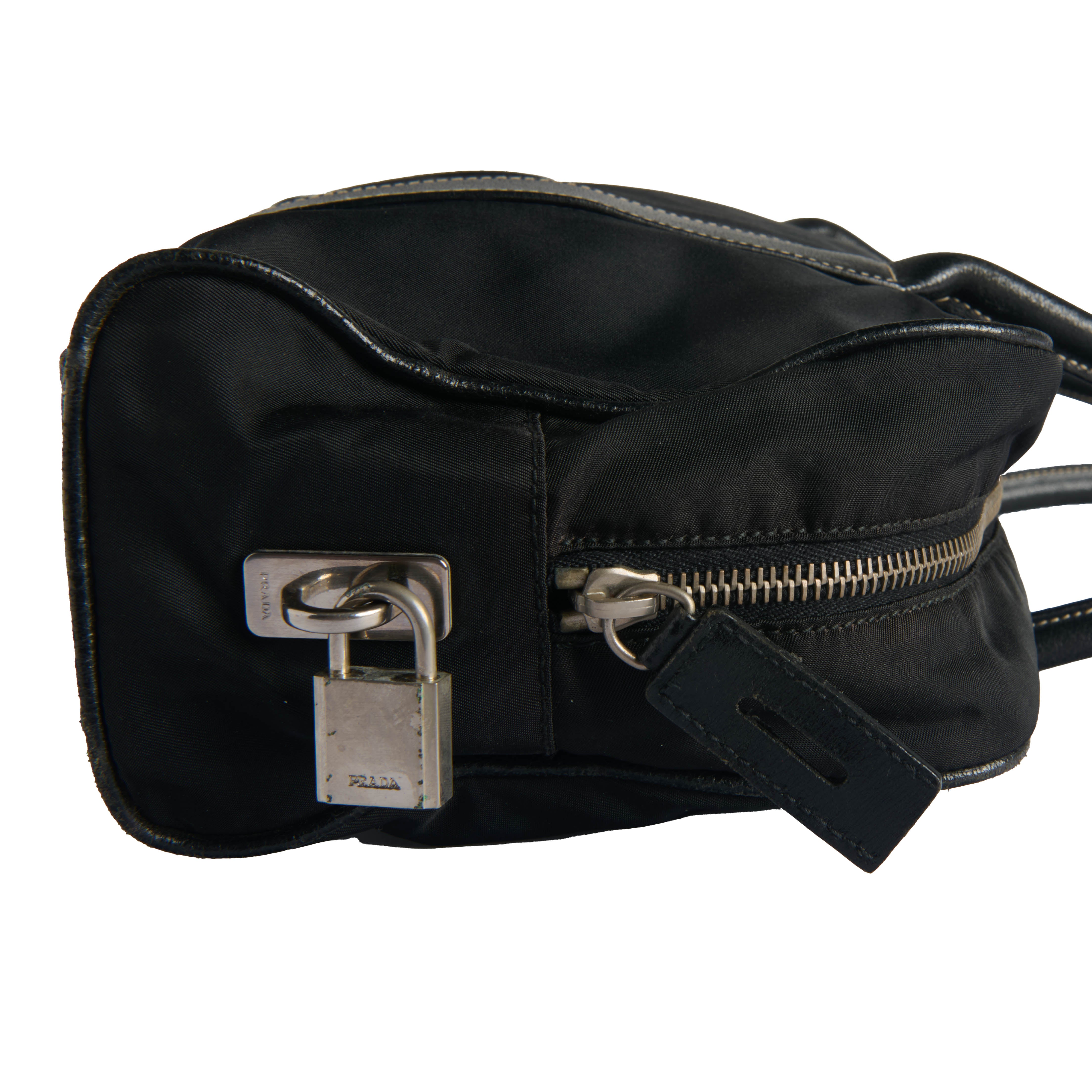 Prada Tessuto Triangle Logo Boston Bag