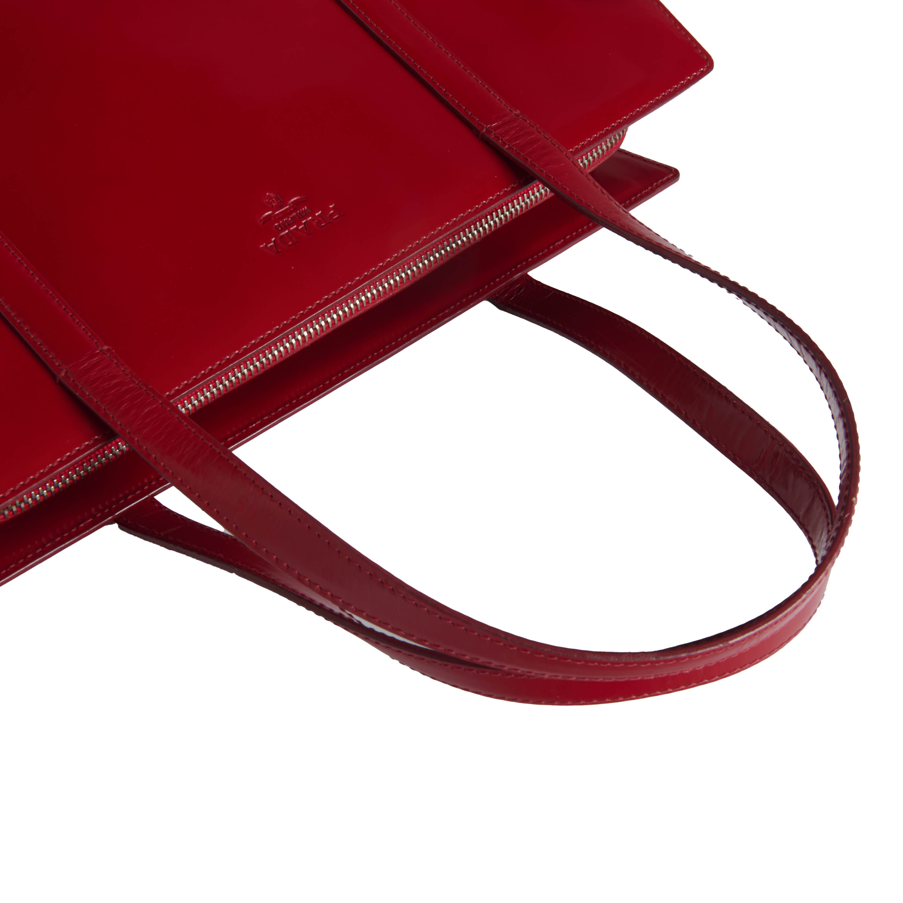 Prada 1995 Spazzolato Patent Leather Tote